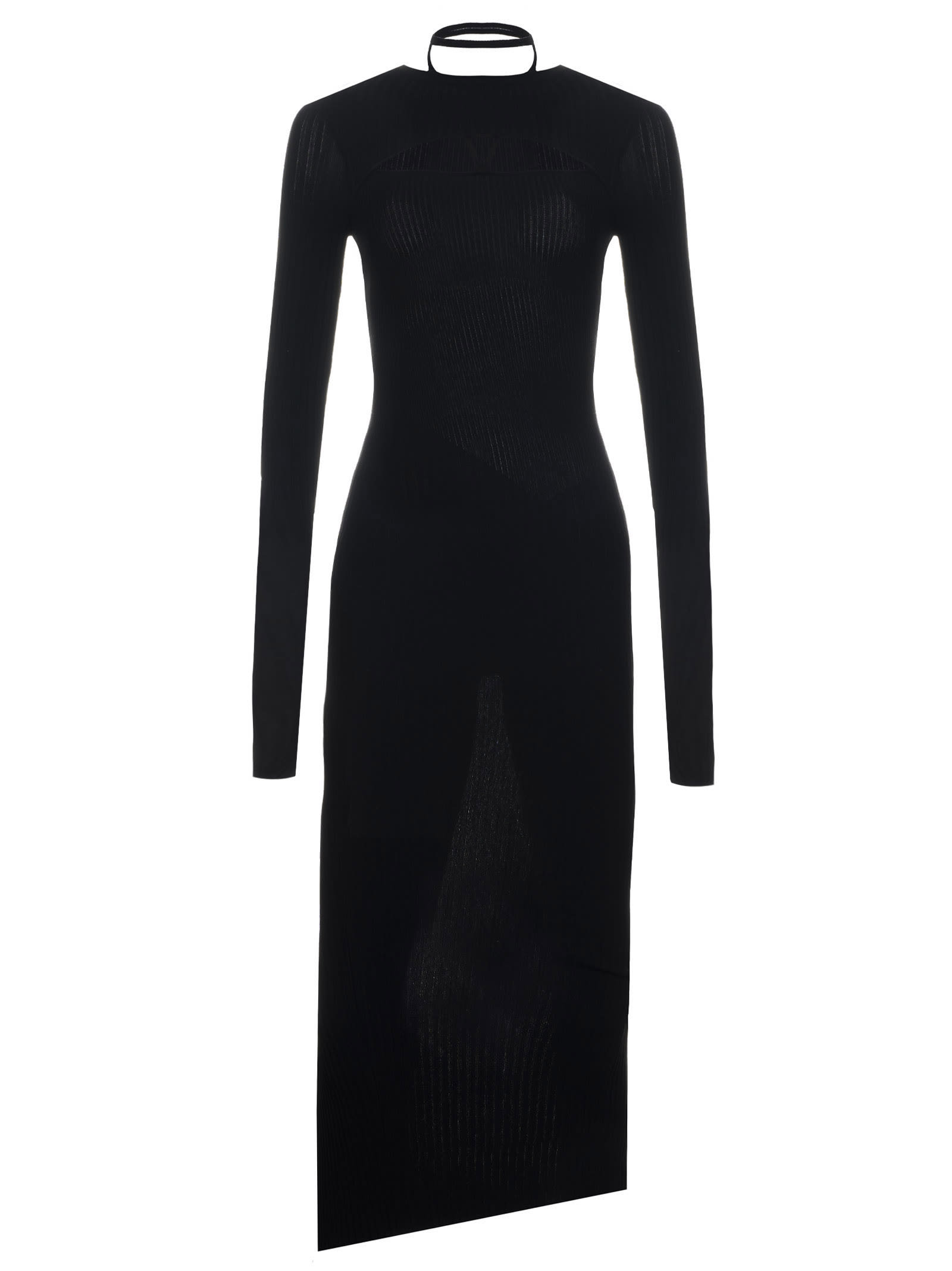 Andrea Adamo Ribbed Knit Midi Dress With Cut-out