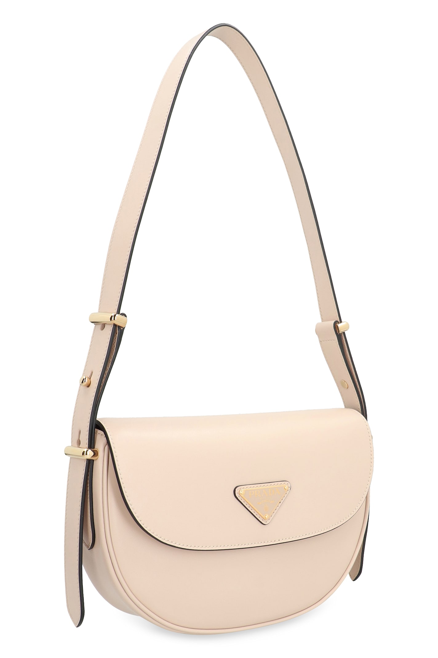 Shop Prada Arqué Leather Shoulder Bag In Skin