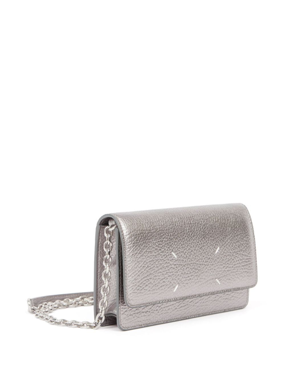 Shop Maison Margiela Wallet On Chain Medium In Metallic Grey