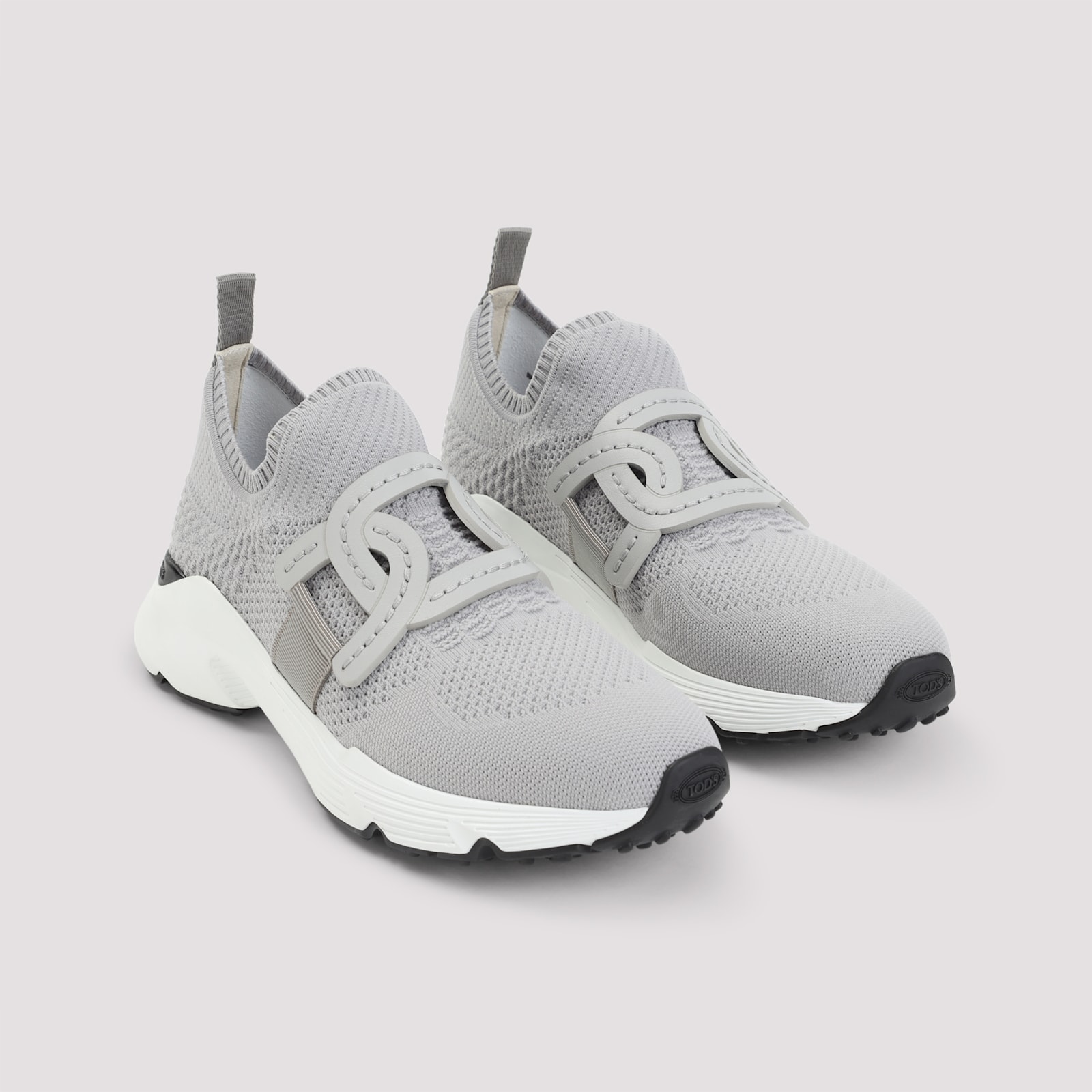 Tod's Grey Knit Sneakers Rubber Sole In Gray