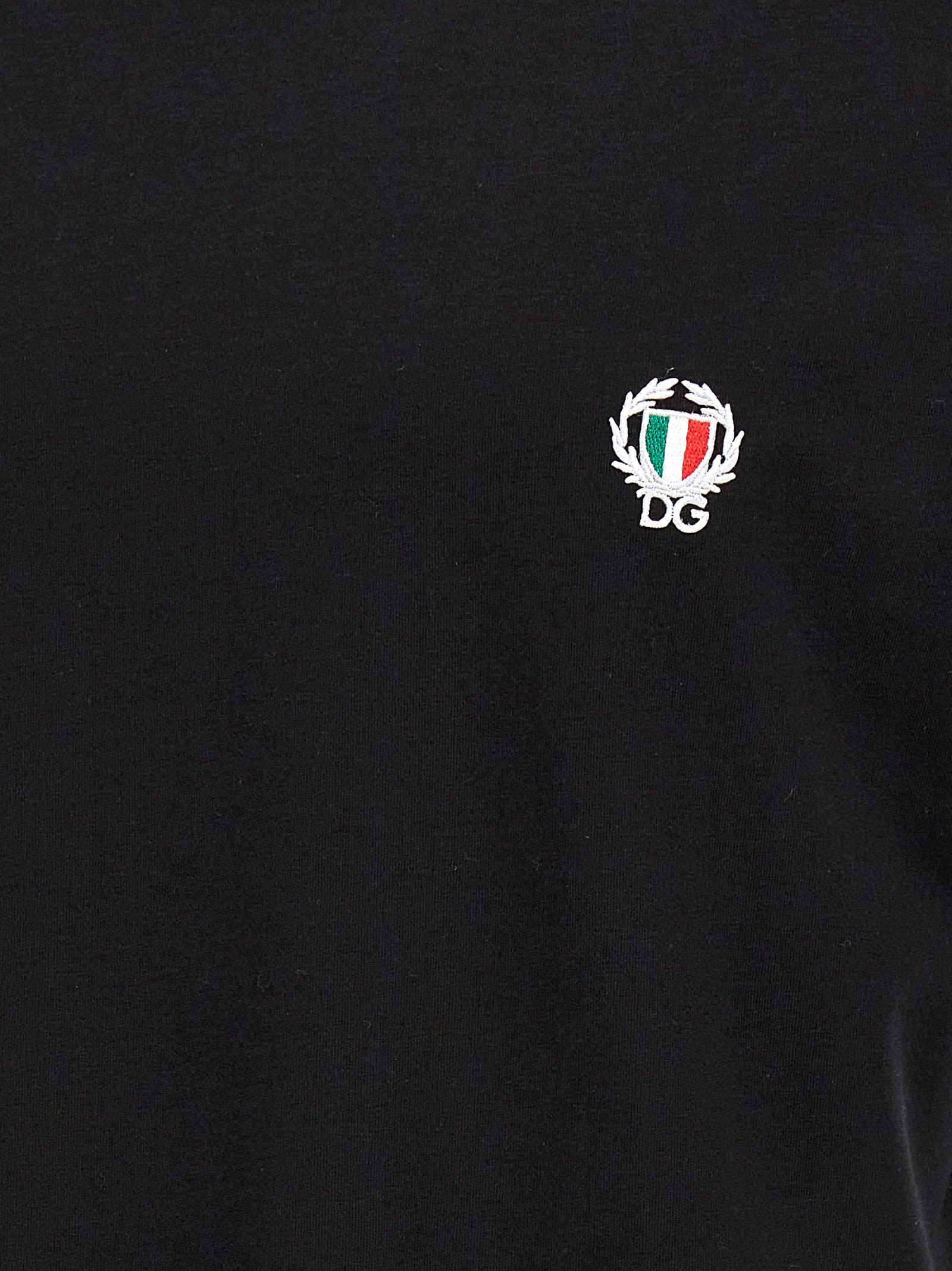 Shop Dolce & Gabbana Logo Embroidered T-shirt In Nero