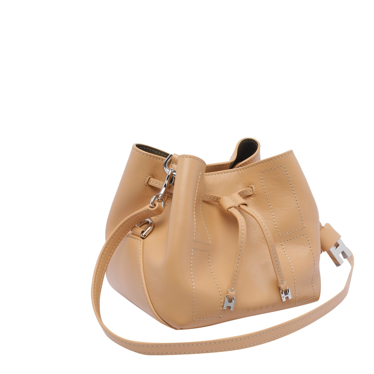 Hogan Mini Kenya Bucket Bag With Adjustable Strap In Beige