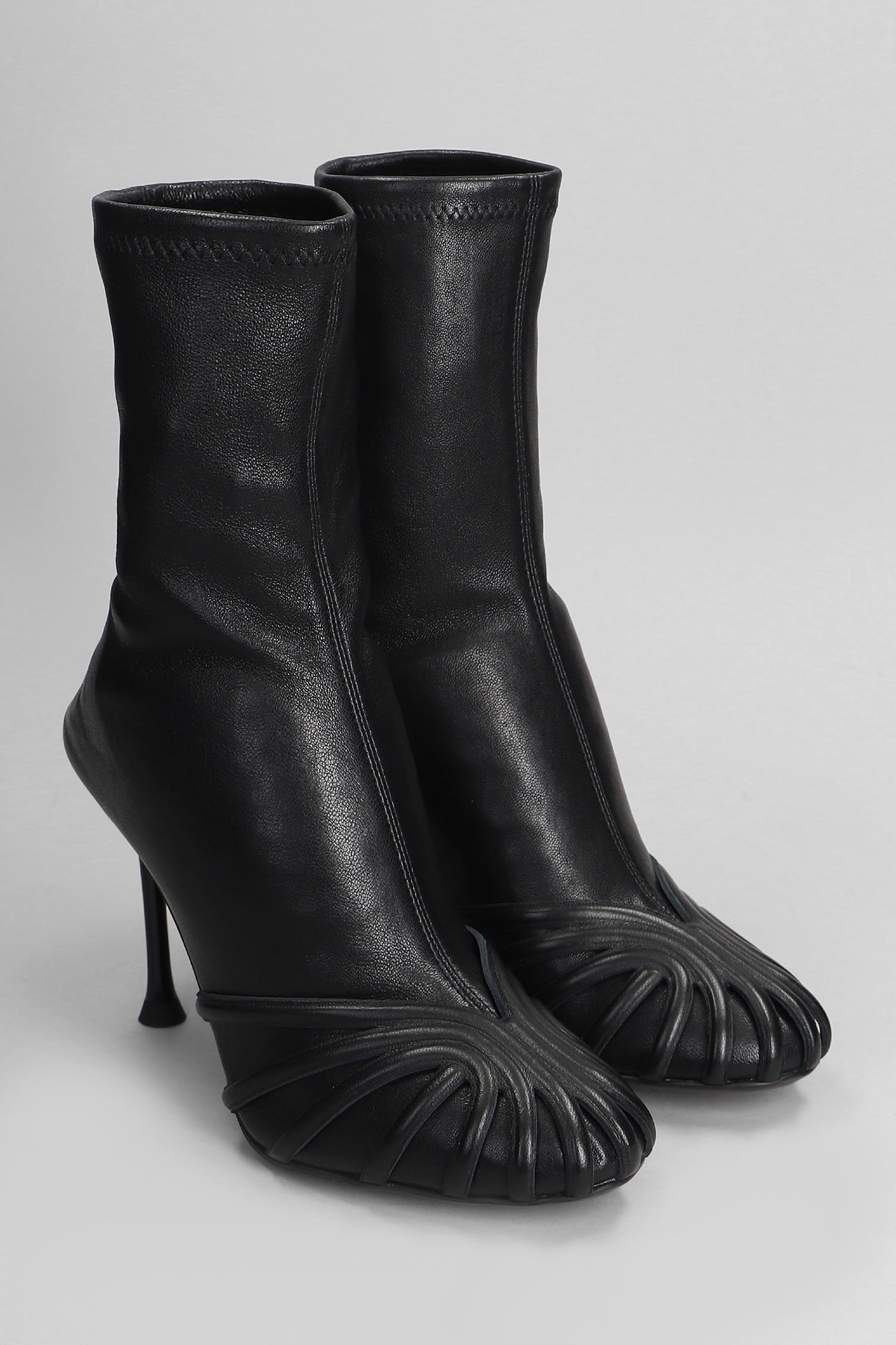 Shop Alevì Iman 095 High Heels Ankle Boots In Black Leather