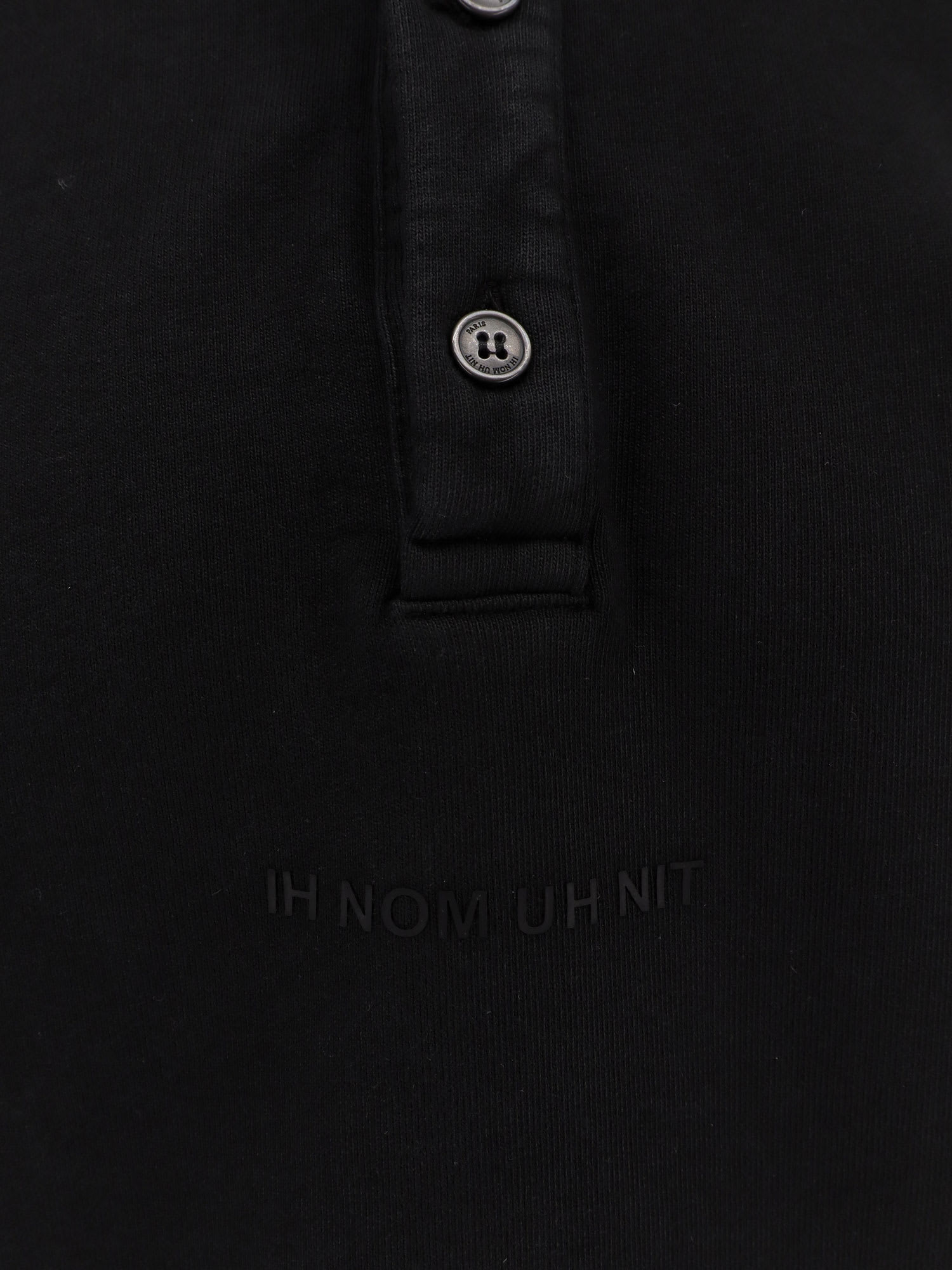 Ih Nom Uh Nit Cotton Polo Shirt With Ribbed Collar And Cuffs In Black