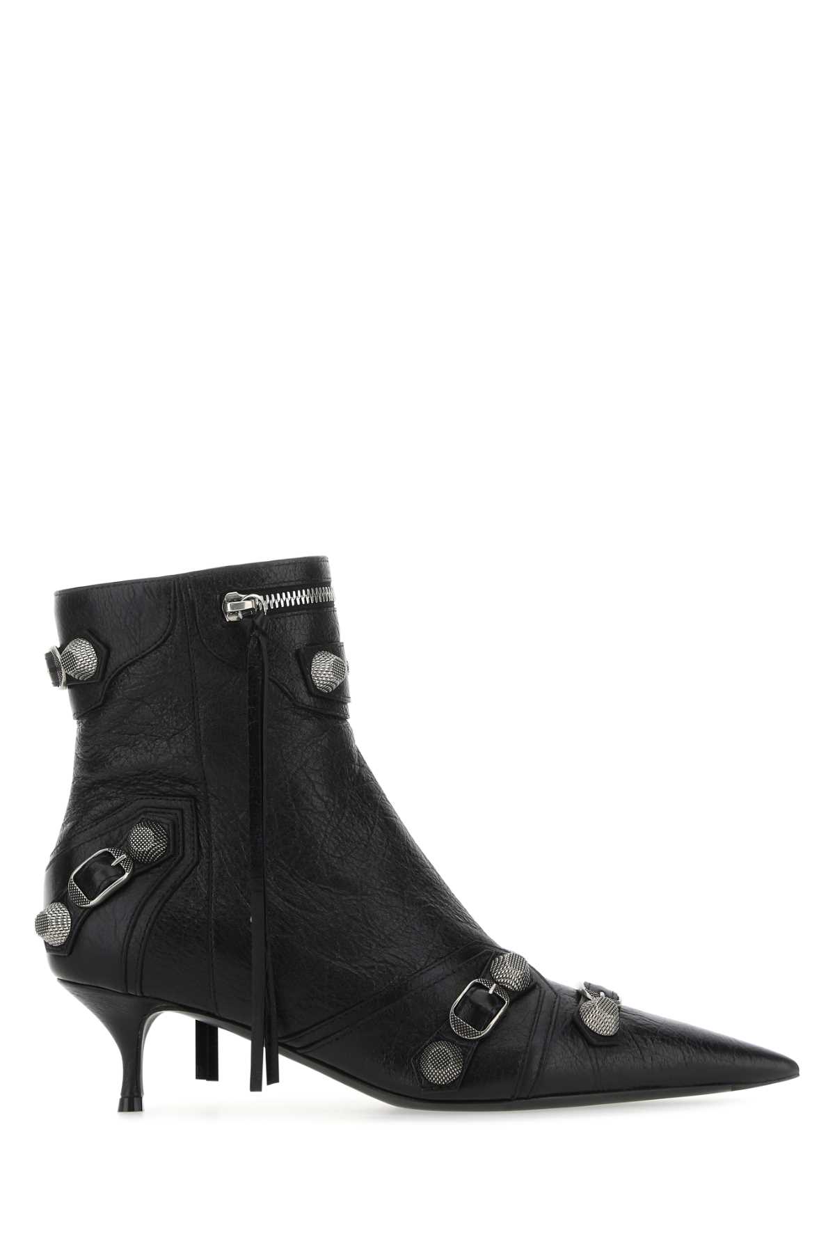 Shop Balenciaga Black Leather Cagole Ankle Boots In 1081