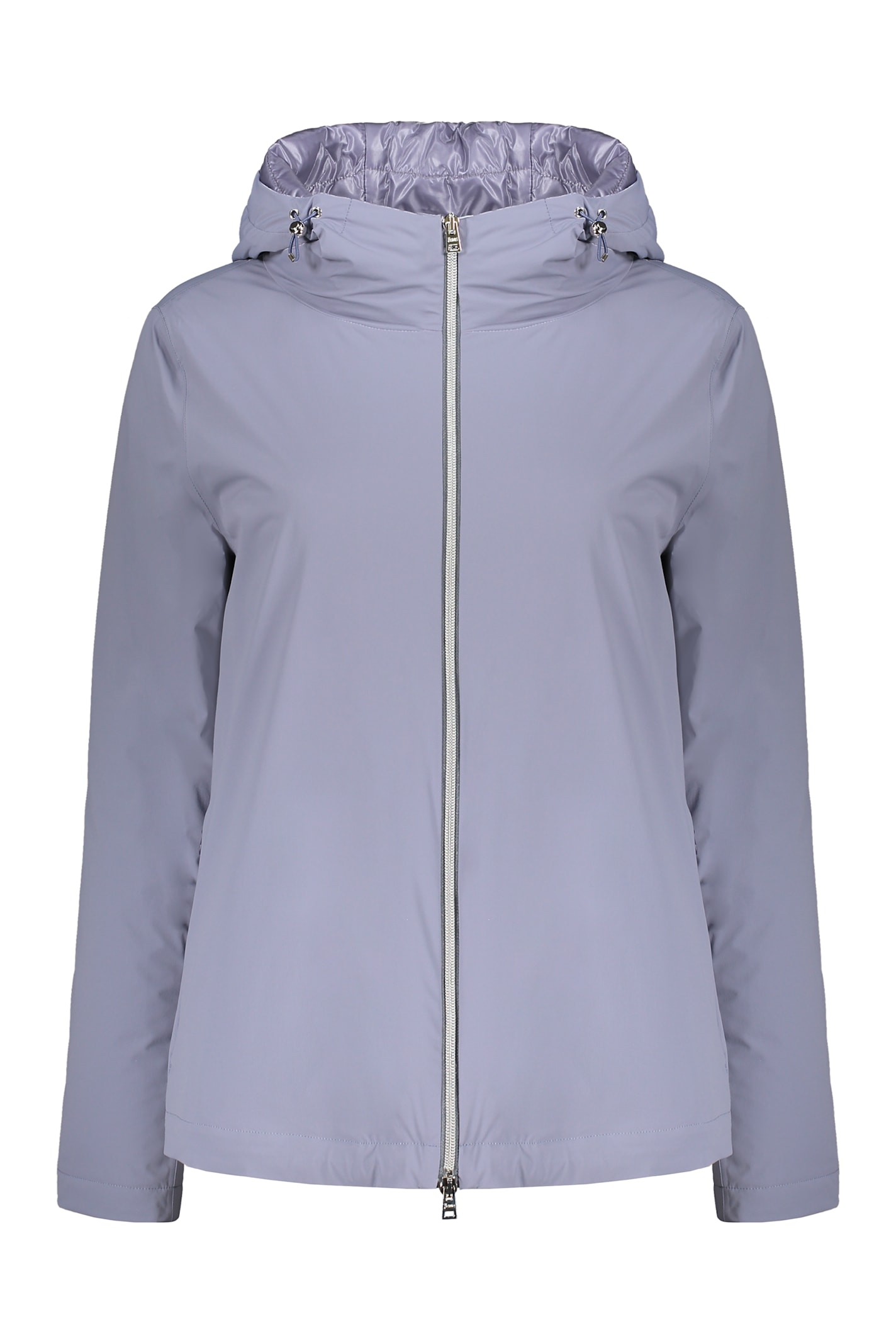 Shop Herno Hooded Full-zip Down Jacket In Lilac