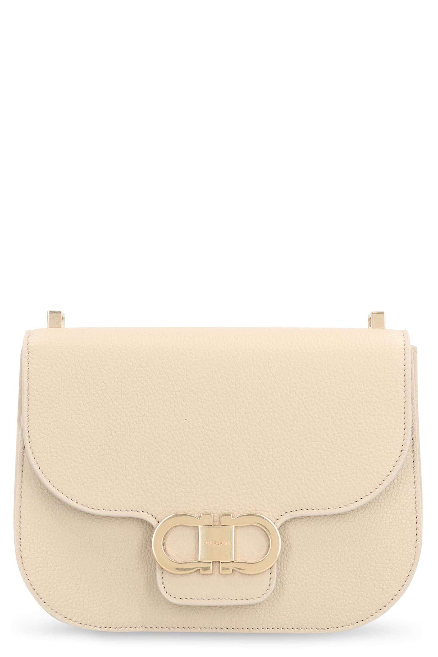 Ferragamo Double Gancini Cross Body Flap Bag In Sand