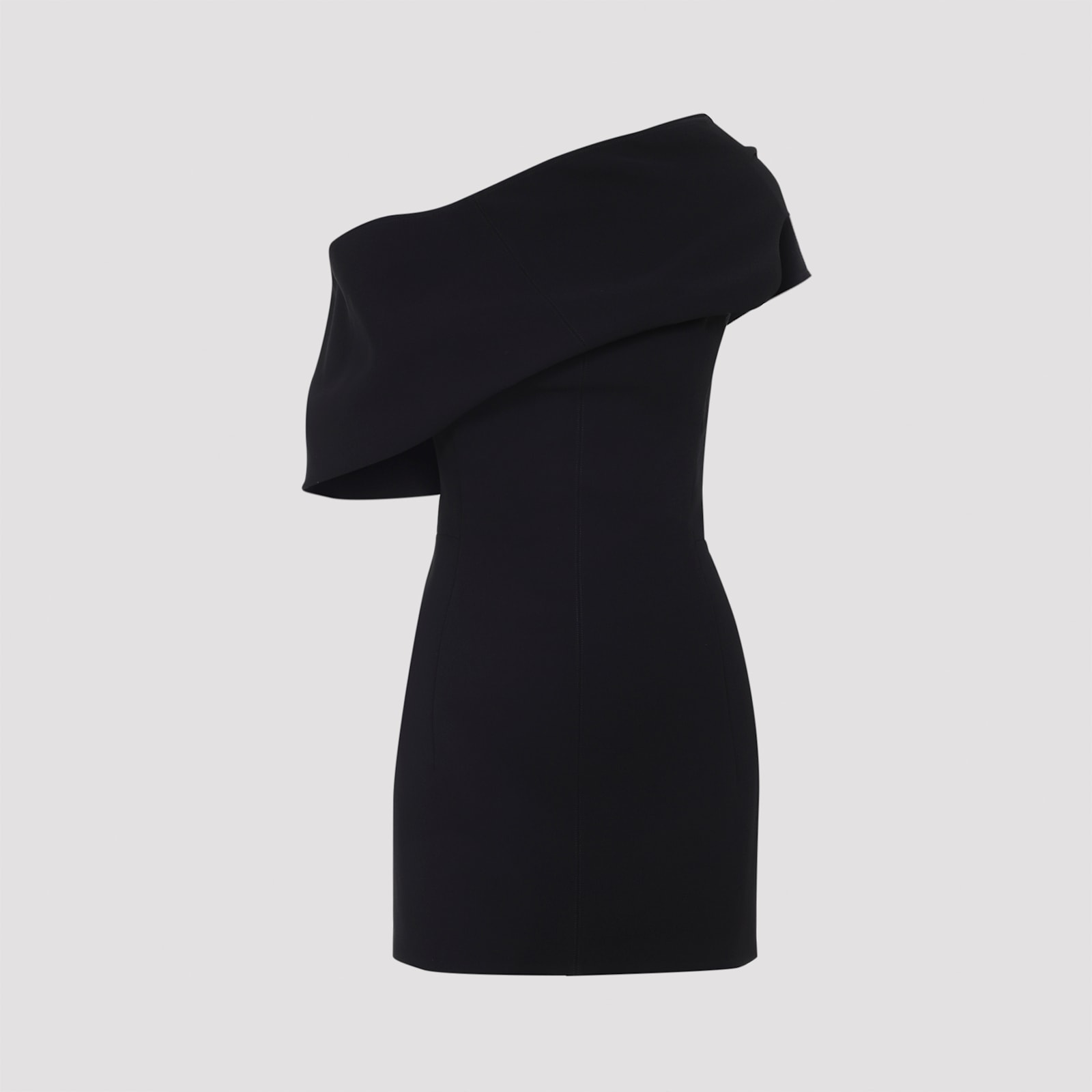 Jacquemus Pesce Draped One-shoulder Mini Dress In Black