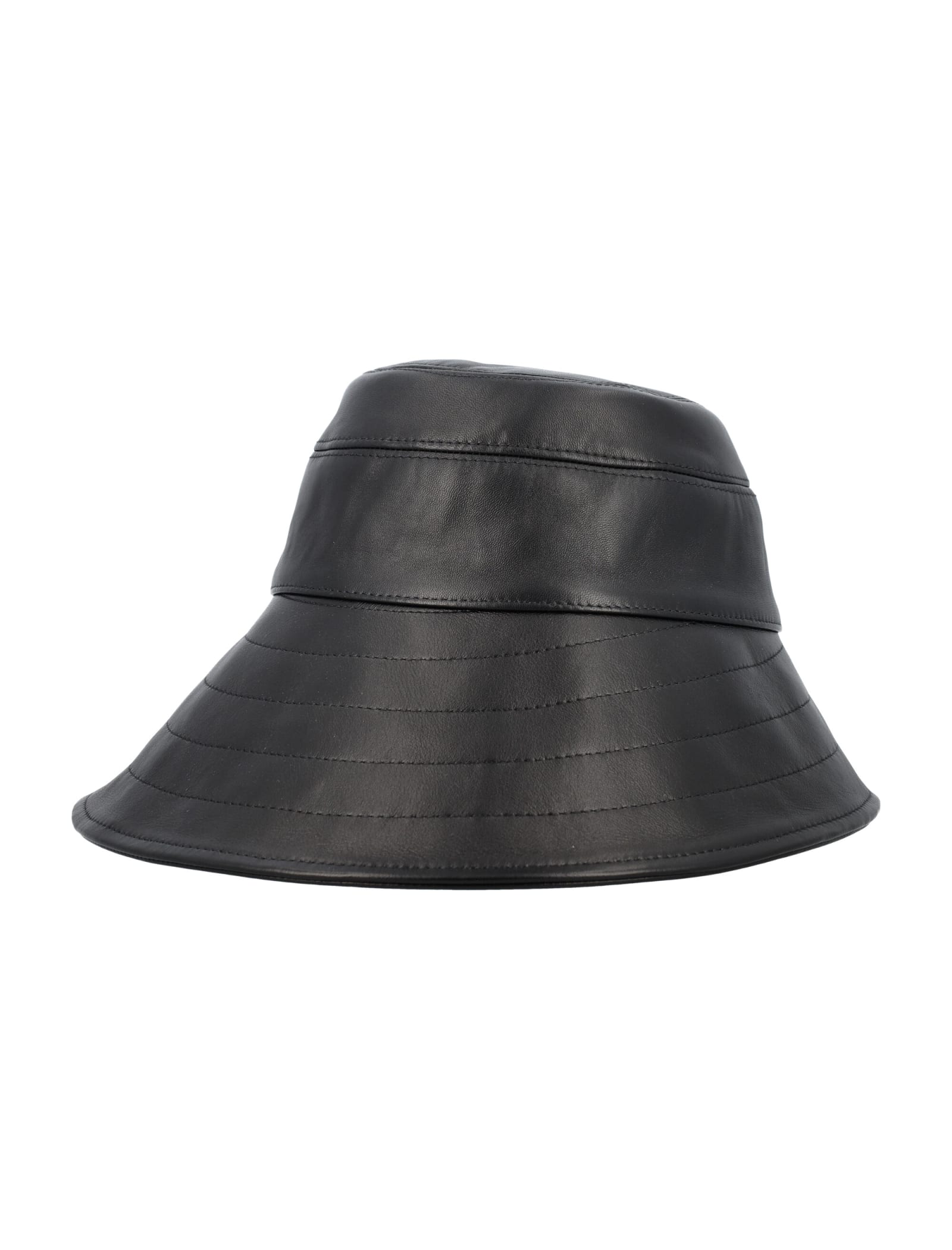 Shop Attico Leather Bucket Hat In Black