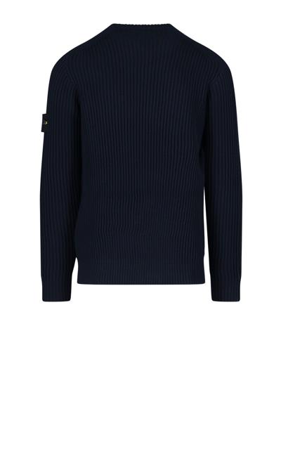 Stone Island Ribbed Crewneck Sweater With Long Sleeves