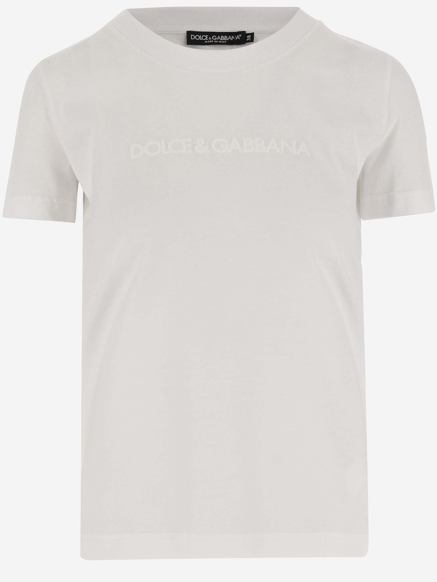 Shop Dolce & Gabbana Cotton T-shirt With Logo In Bianco