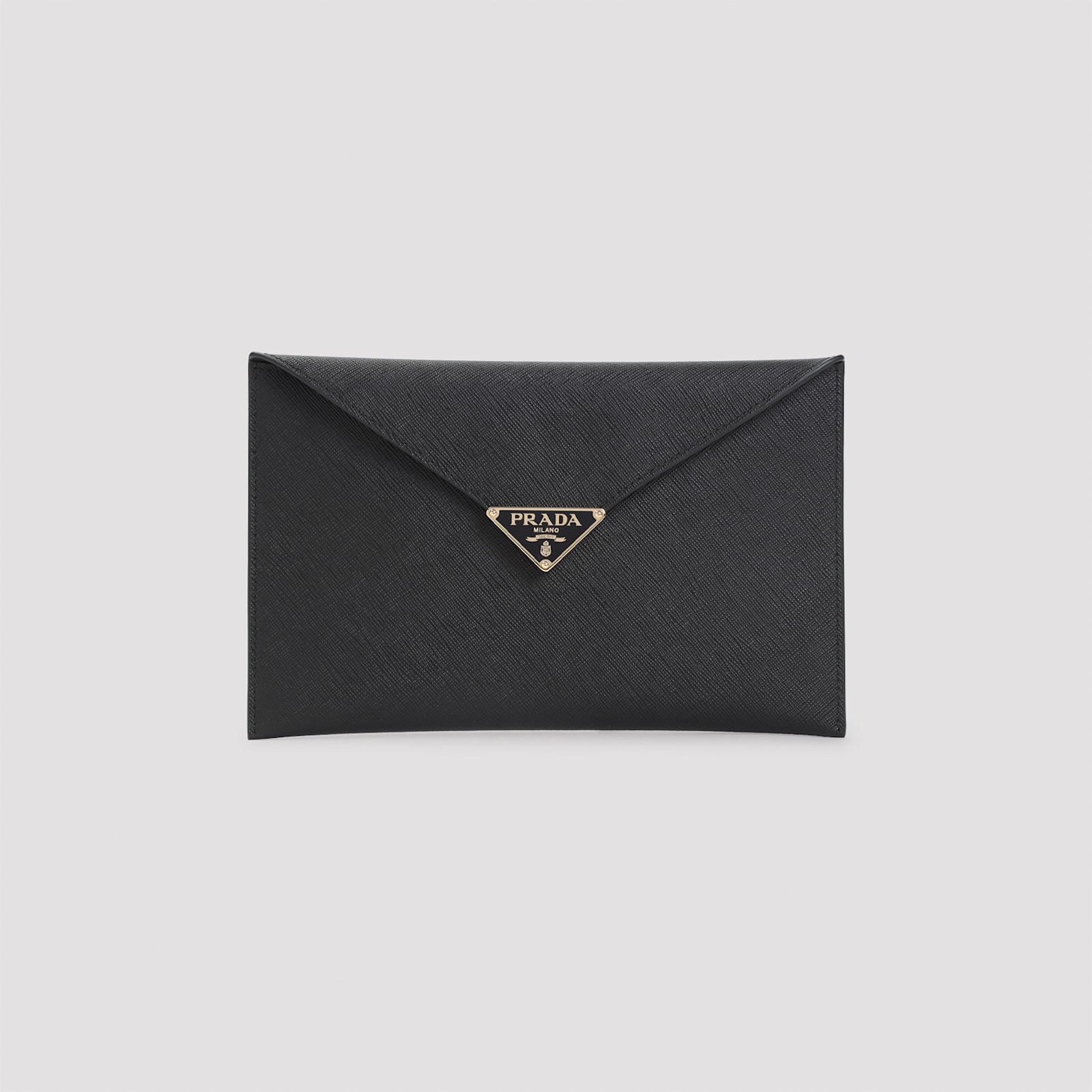 Prada Calf Leather Envelope Clutch In Black
