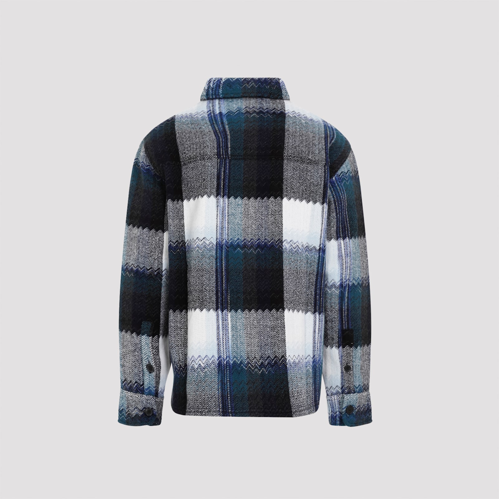 Shop Missoni Wool Overshirt In Gc Grey Blue Tones