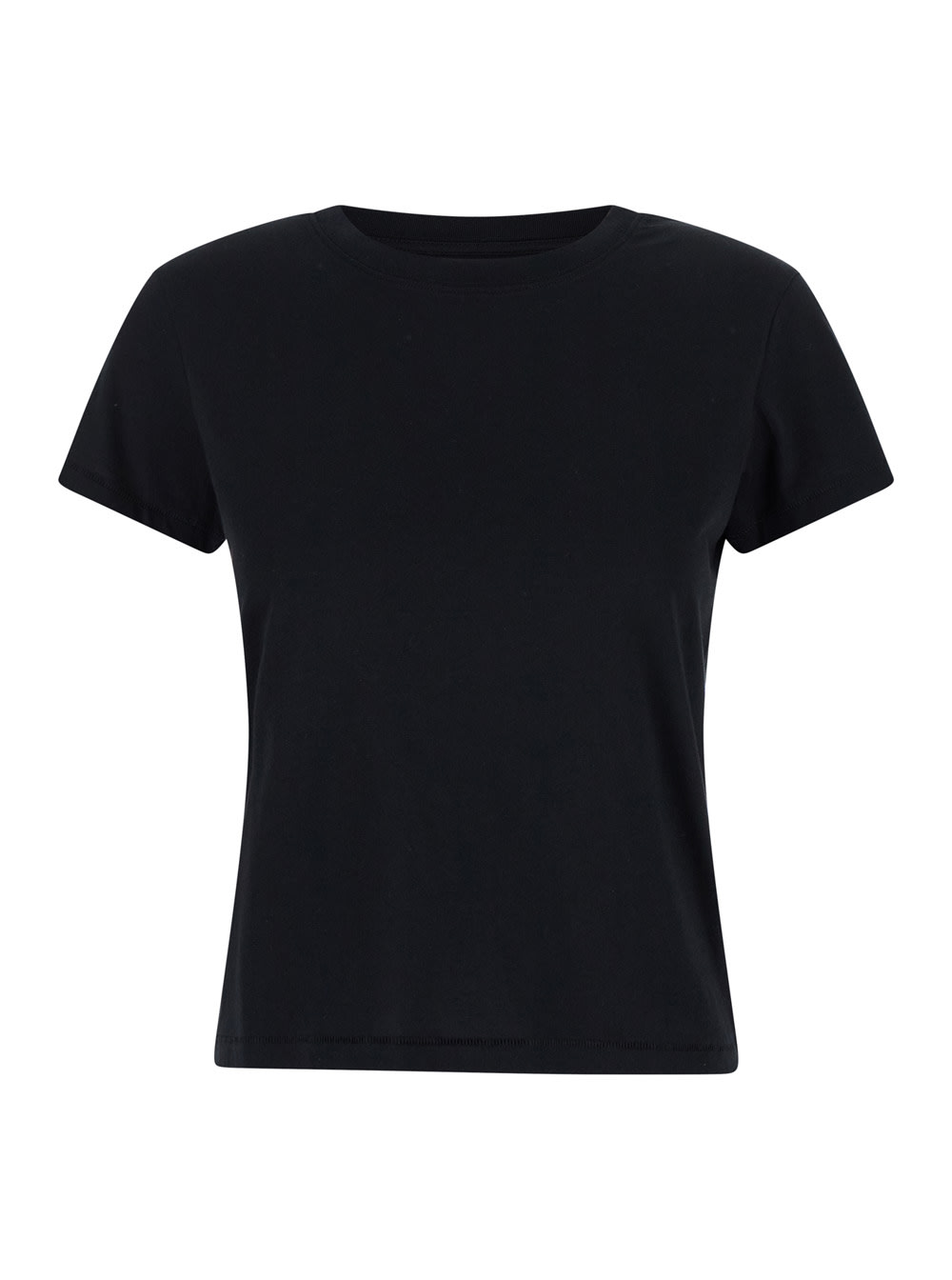 Shop Frame Black Crewneck T-shirt In Jersey Woman