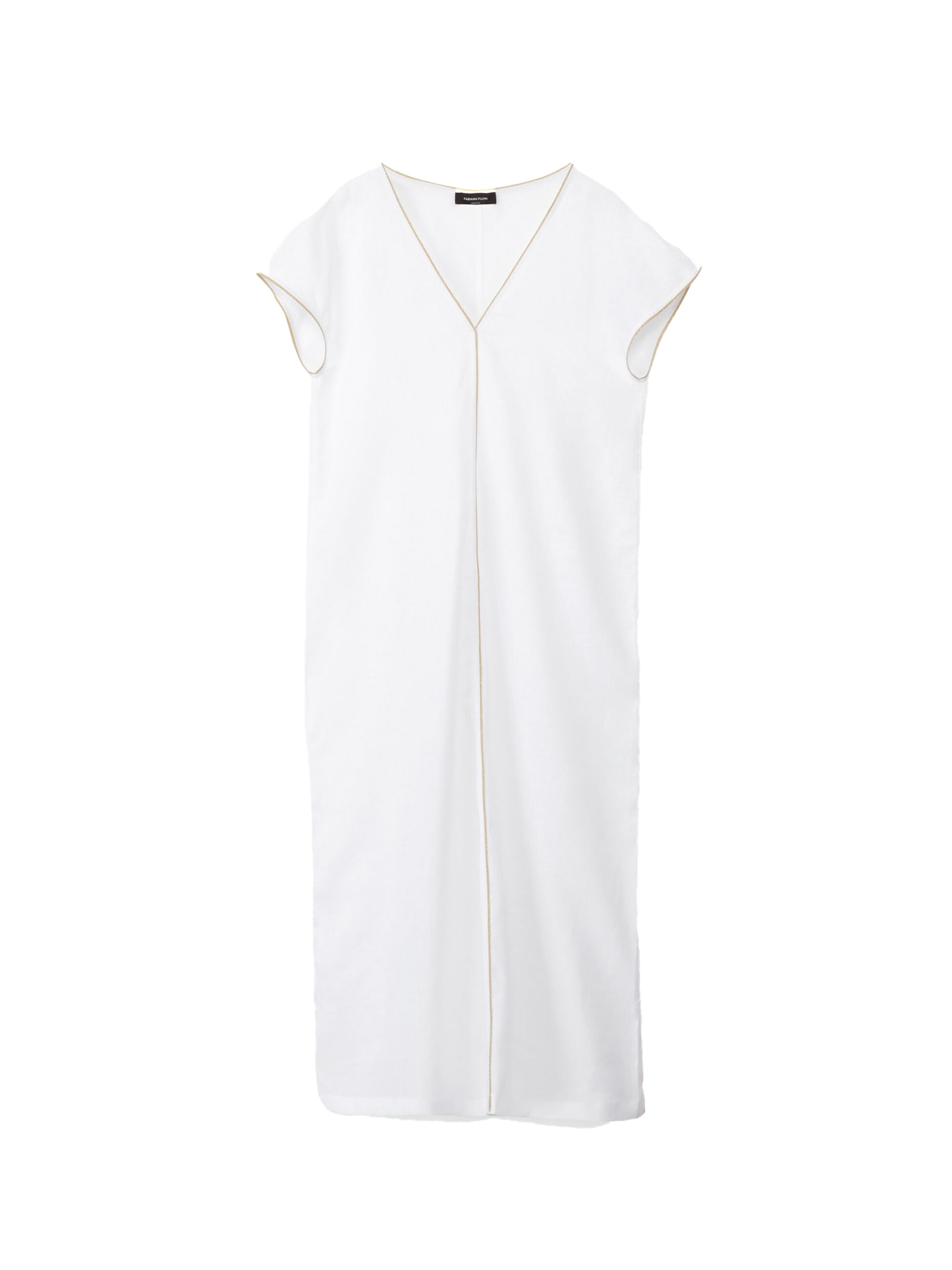 Shop Fabiana Filippi White Linen Dress In Bianco Ottico