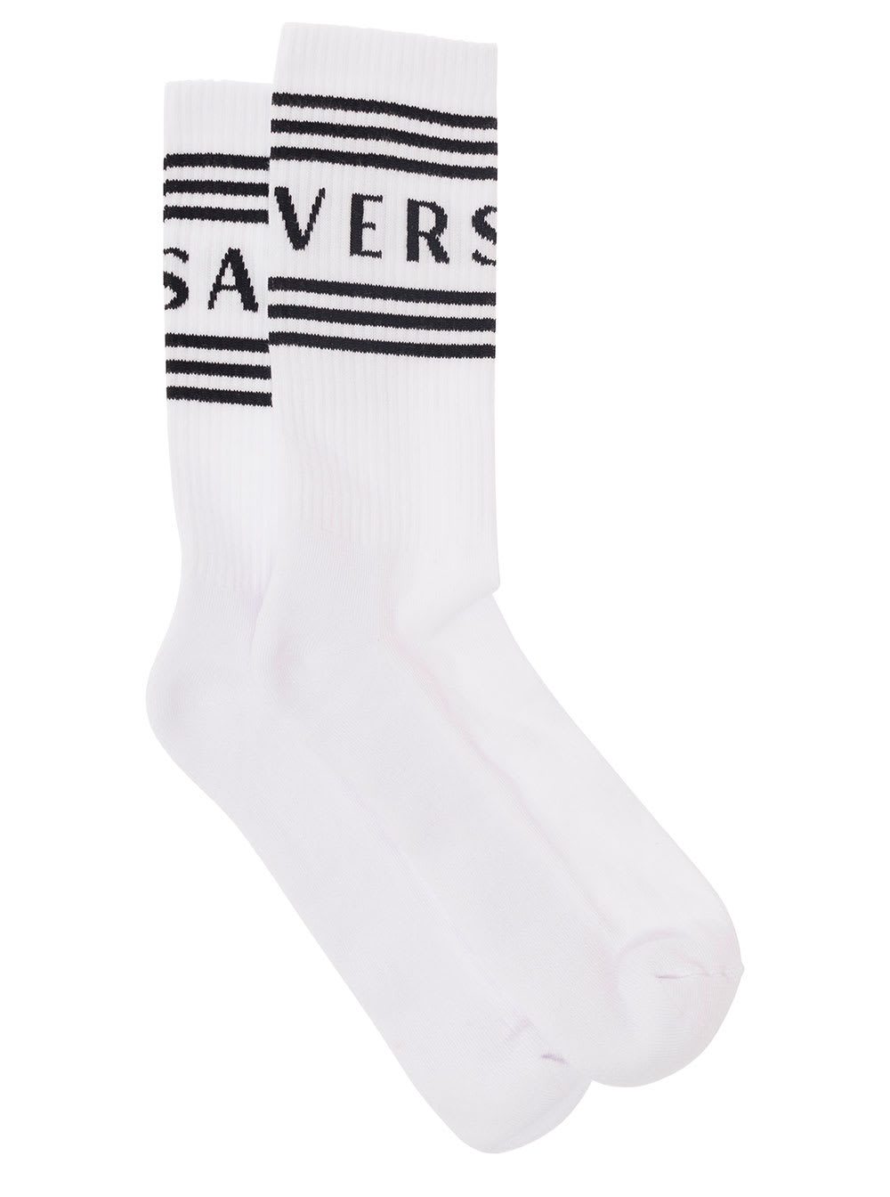 Versace White Socks With Logo In Cotton Man