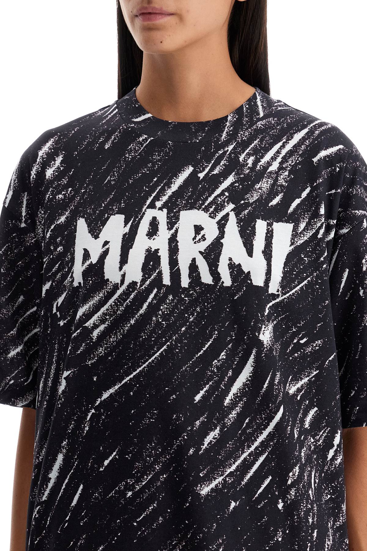 Shop Marni Abstract Pattern Logo T-shirt With In Black (black)