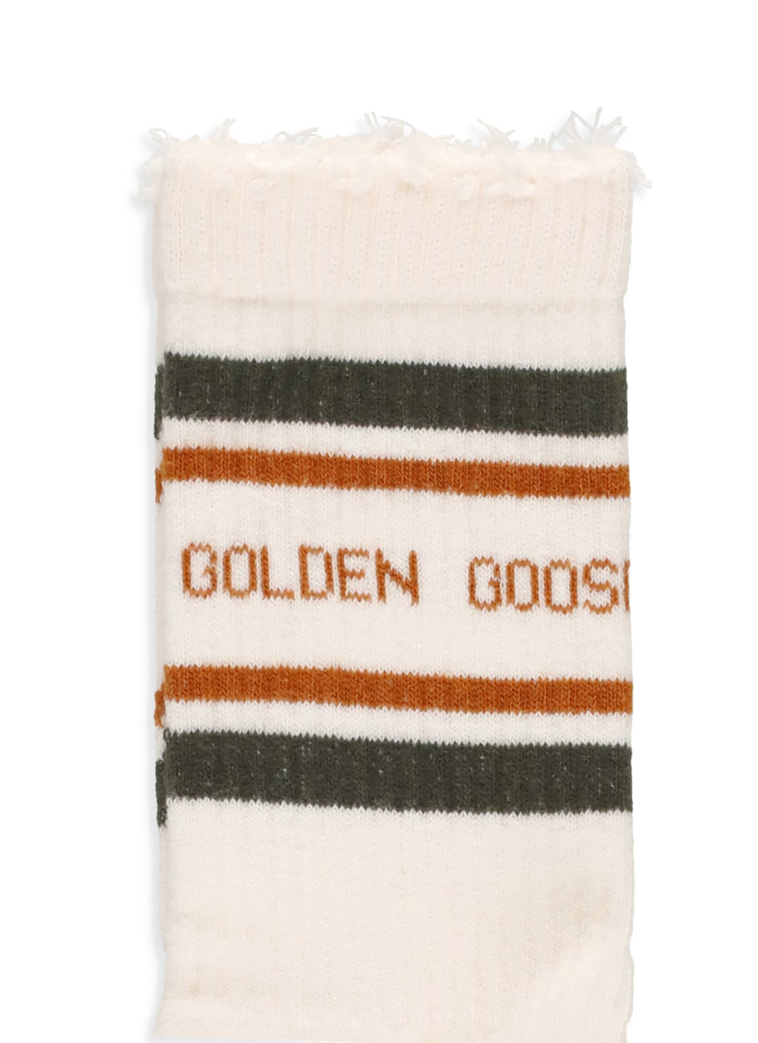 Golden Goose Striped Ribbed Hosiery With Destroyed Trims In Neutral