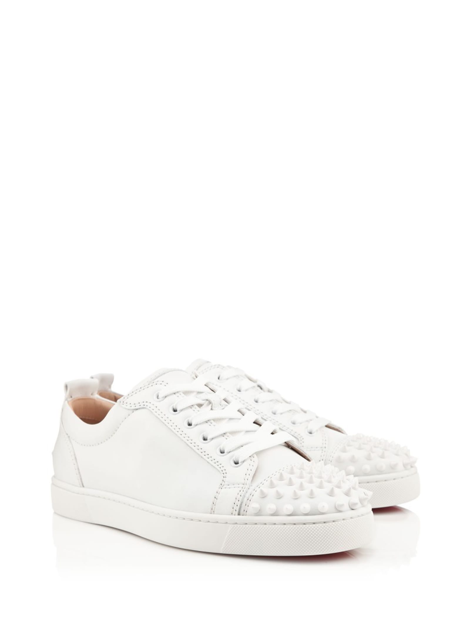 Shop Christian Louboutin Louis Sneakers With Spikes In White White