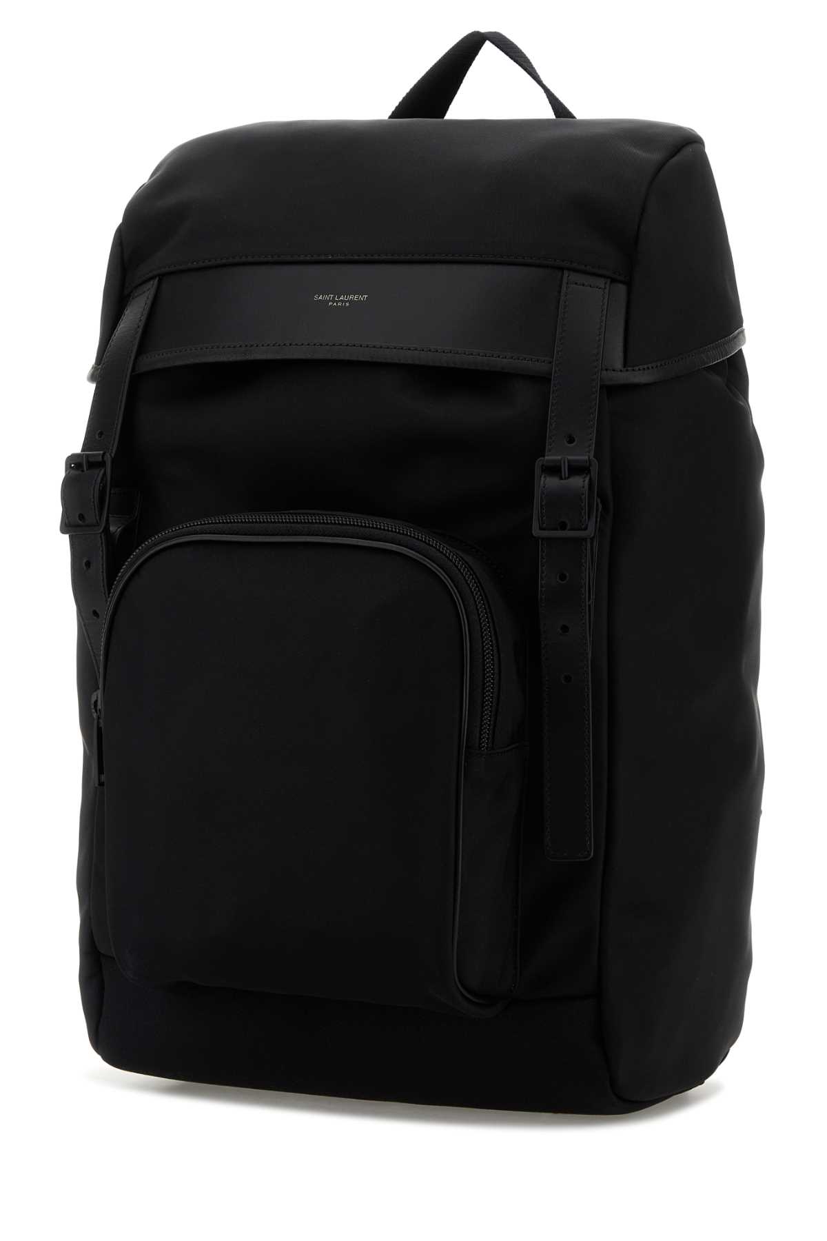Saint Laurent Black Fabric City Backpack In Black
