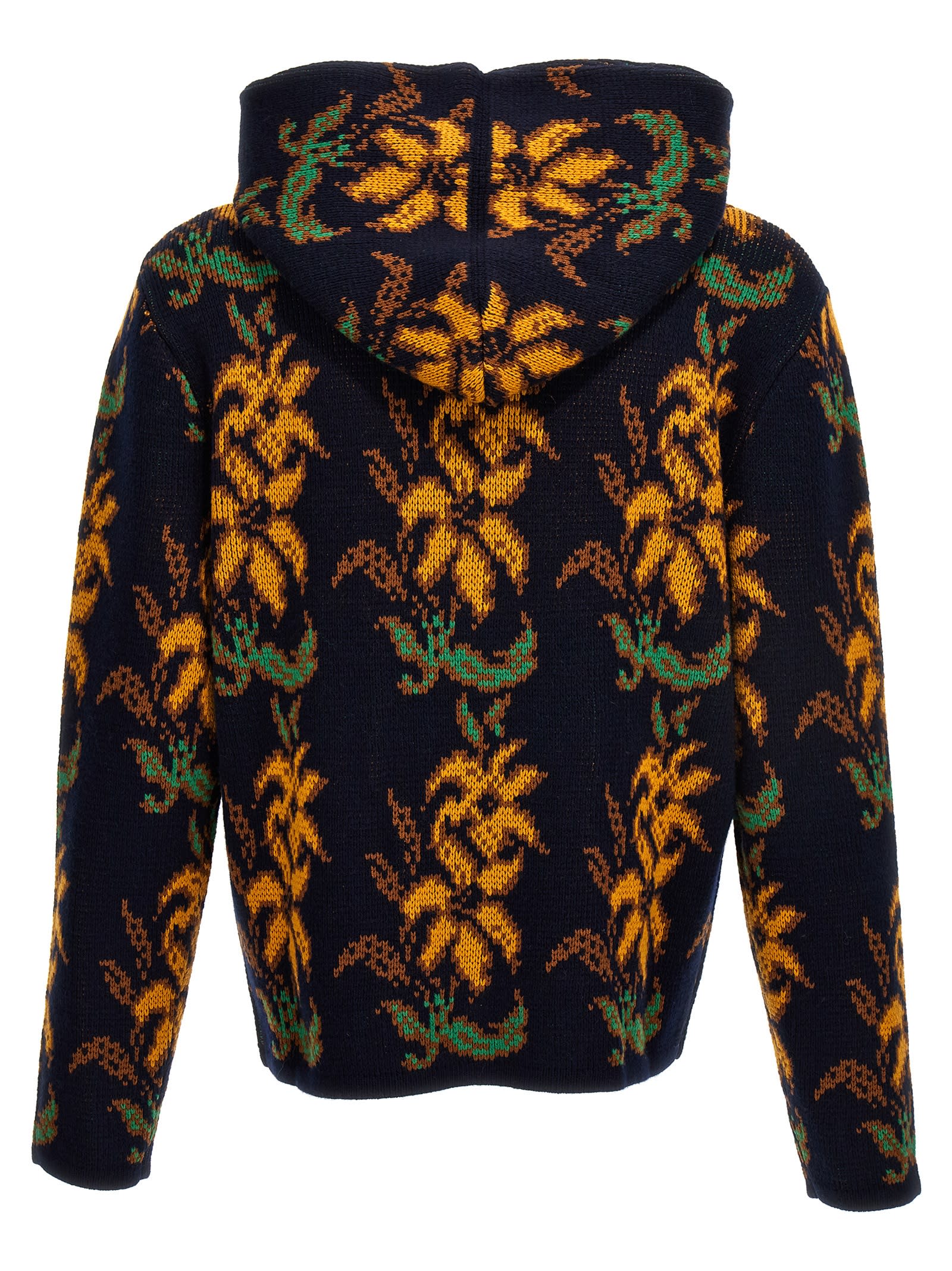 Shop Etro Jacquard Hooded Sweater In Multicolor