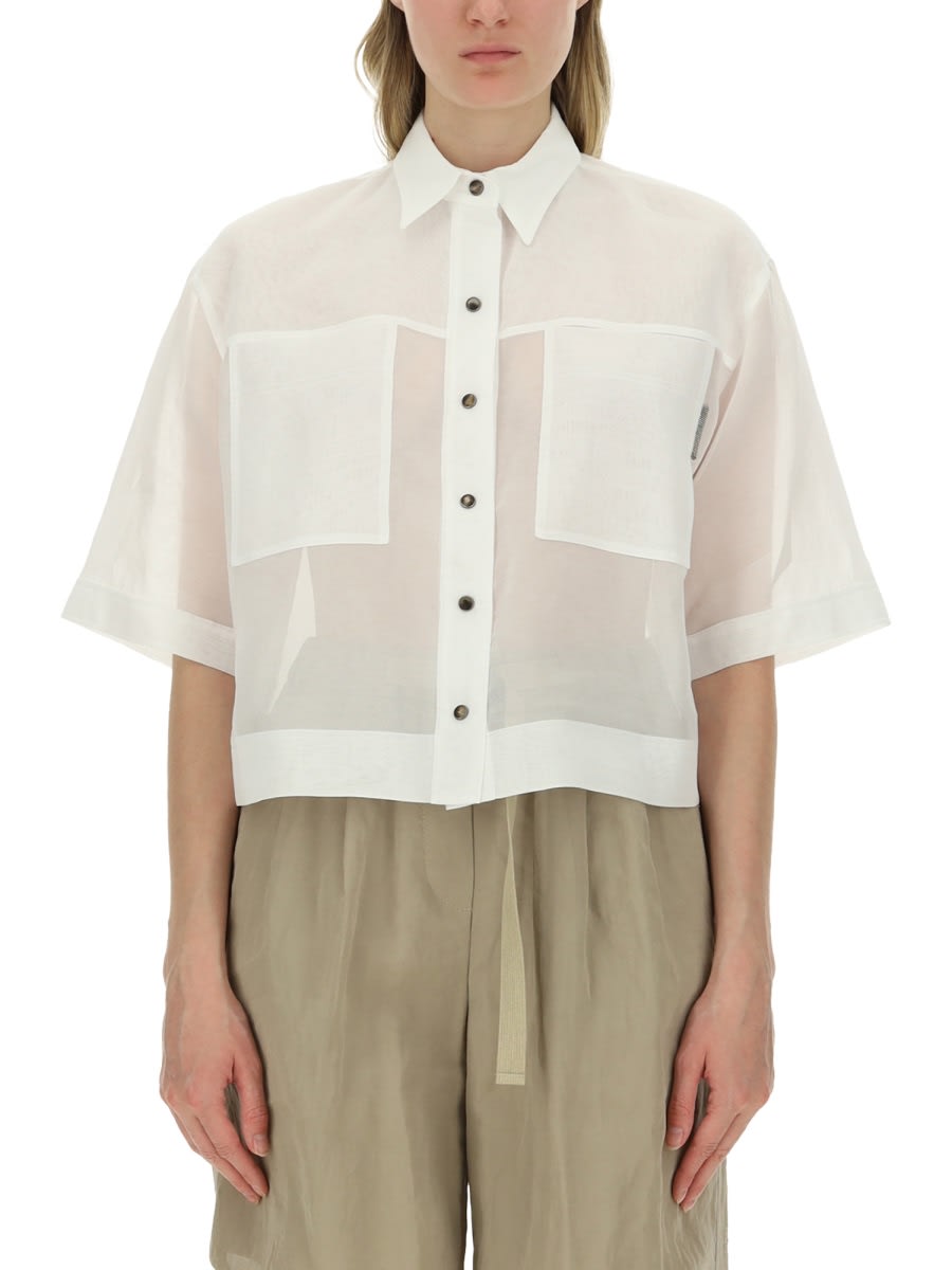 Shop Brunello Cucinelli Organza Shirt In White