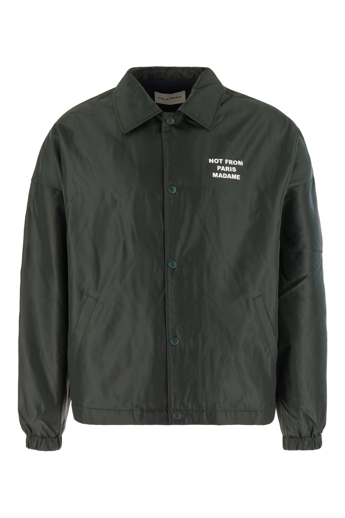 Shop Drôle De Monsieur Bottle Green Polyester Jacket In Kk