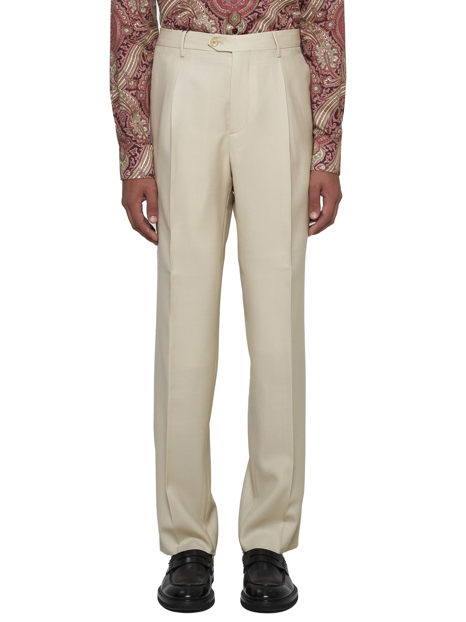 Shop Etro Pants In Ecru 1