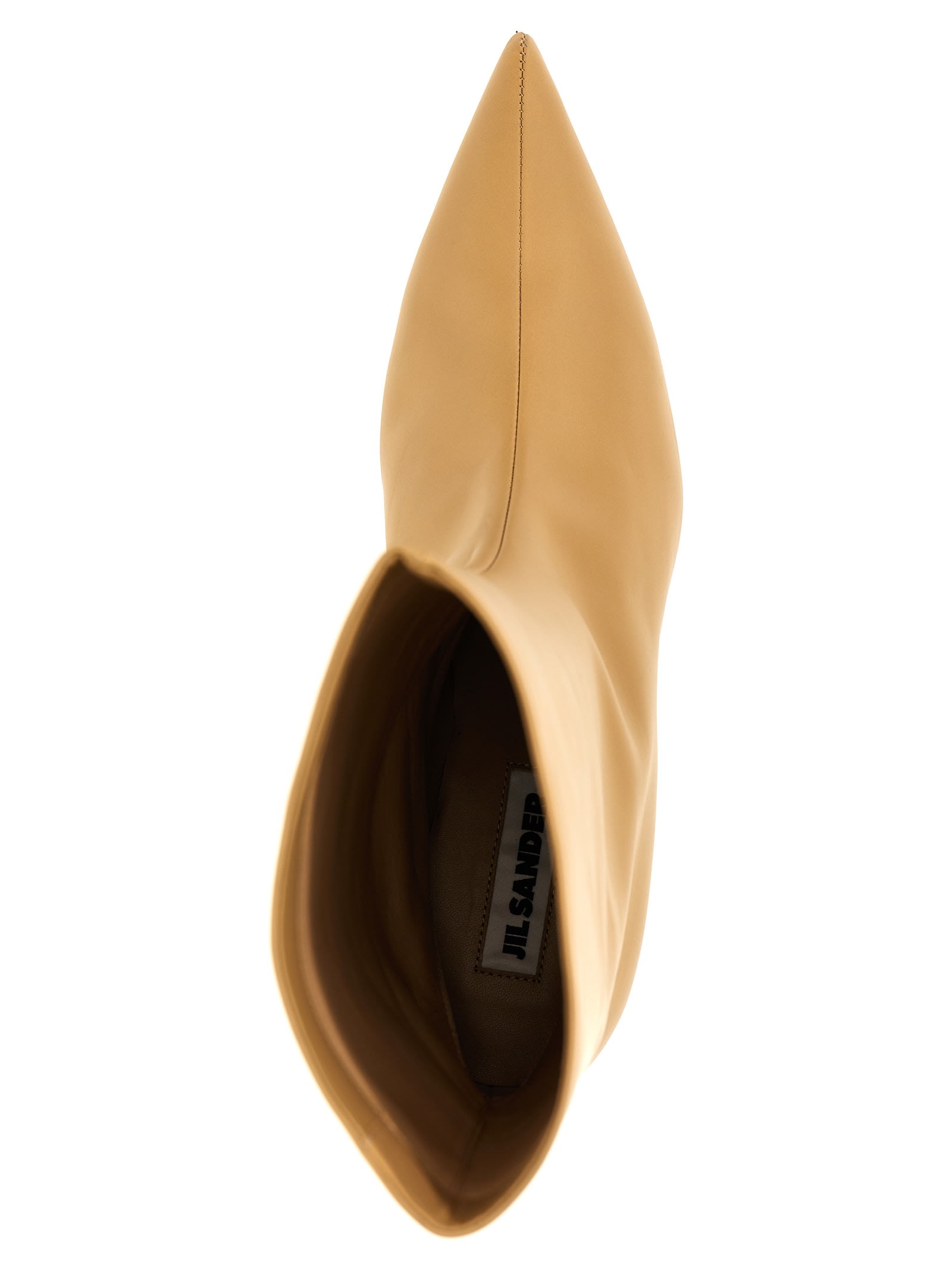 Jil Sander Leather Ankle Boots In Beige