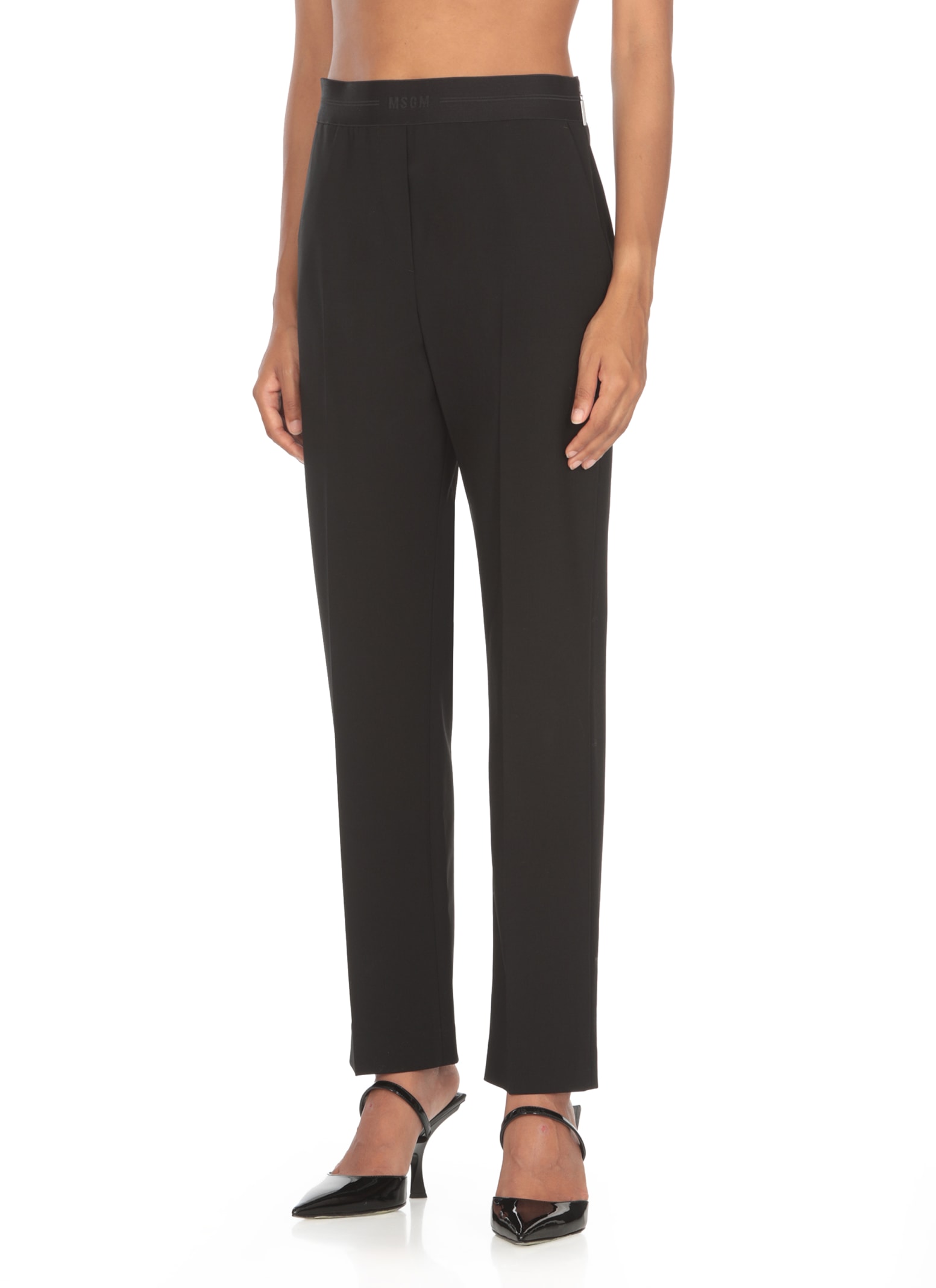 Shop Msgm Virgin Wool Trousers In Black