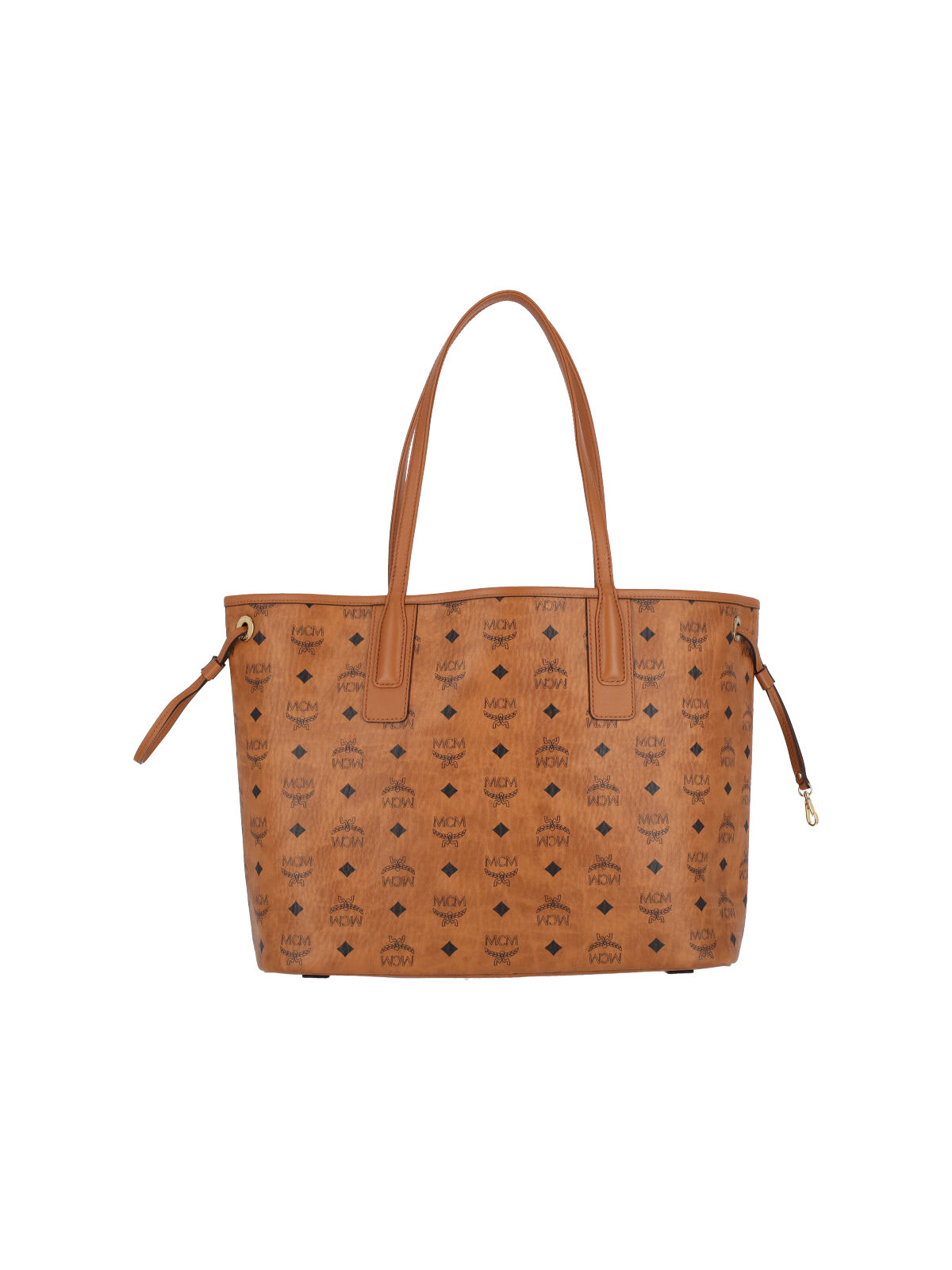 Mcm Reversible Small Tote Bag With Monogram Print In Brown