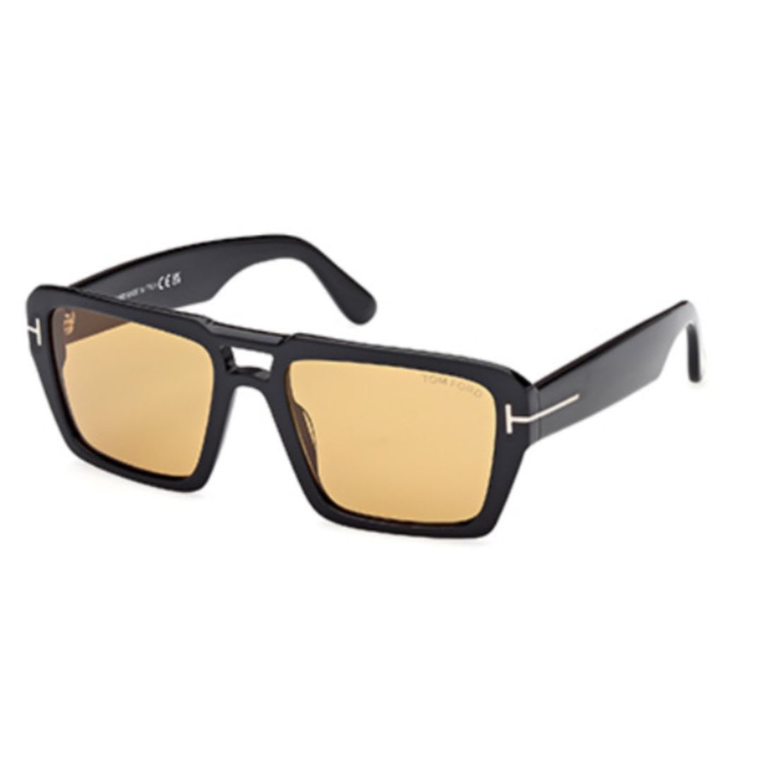 Tom Ford Redford Aviator-style Acetate Sunglasses In 5601e - Nero Lucido / Marrone
