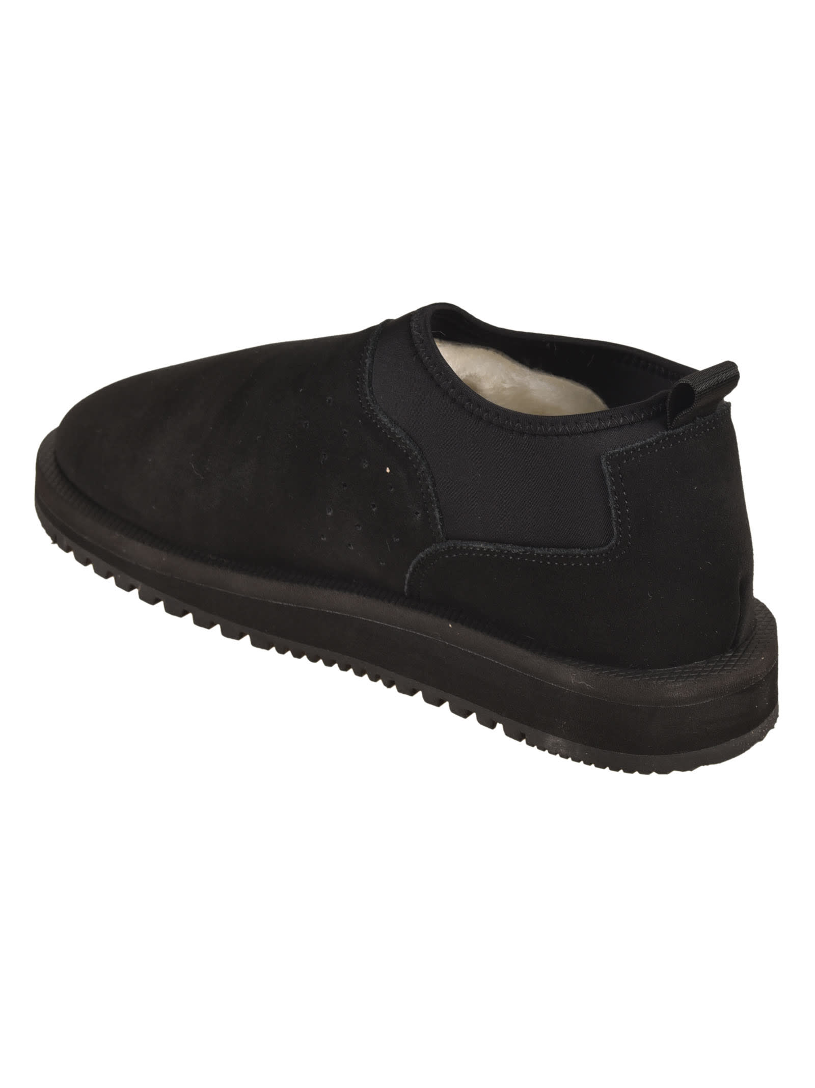 Shop Suicoke Fur Applique Slip-on Sneakers In Black