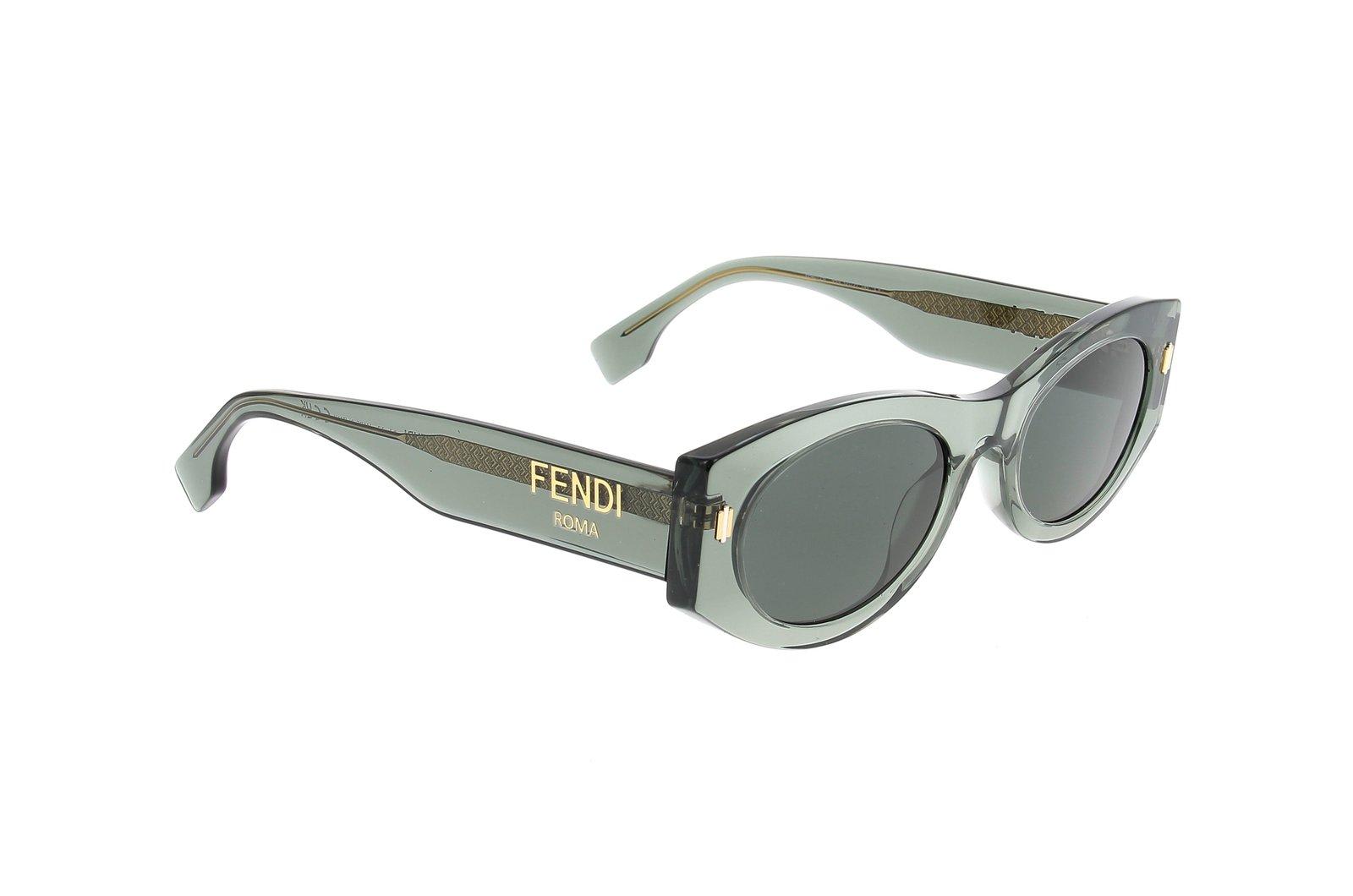 Shop Fendi Oval Frame Sunglasses In 95n - Green