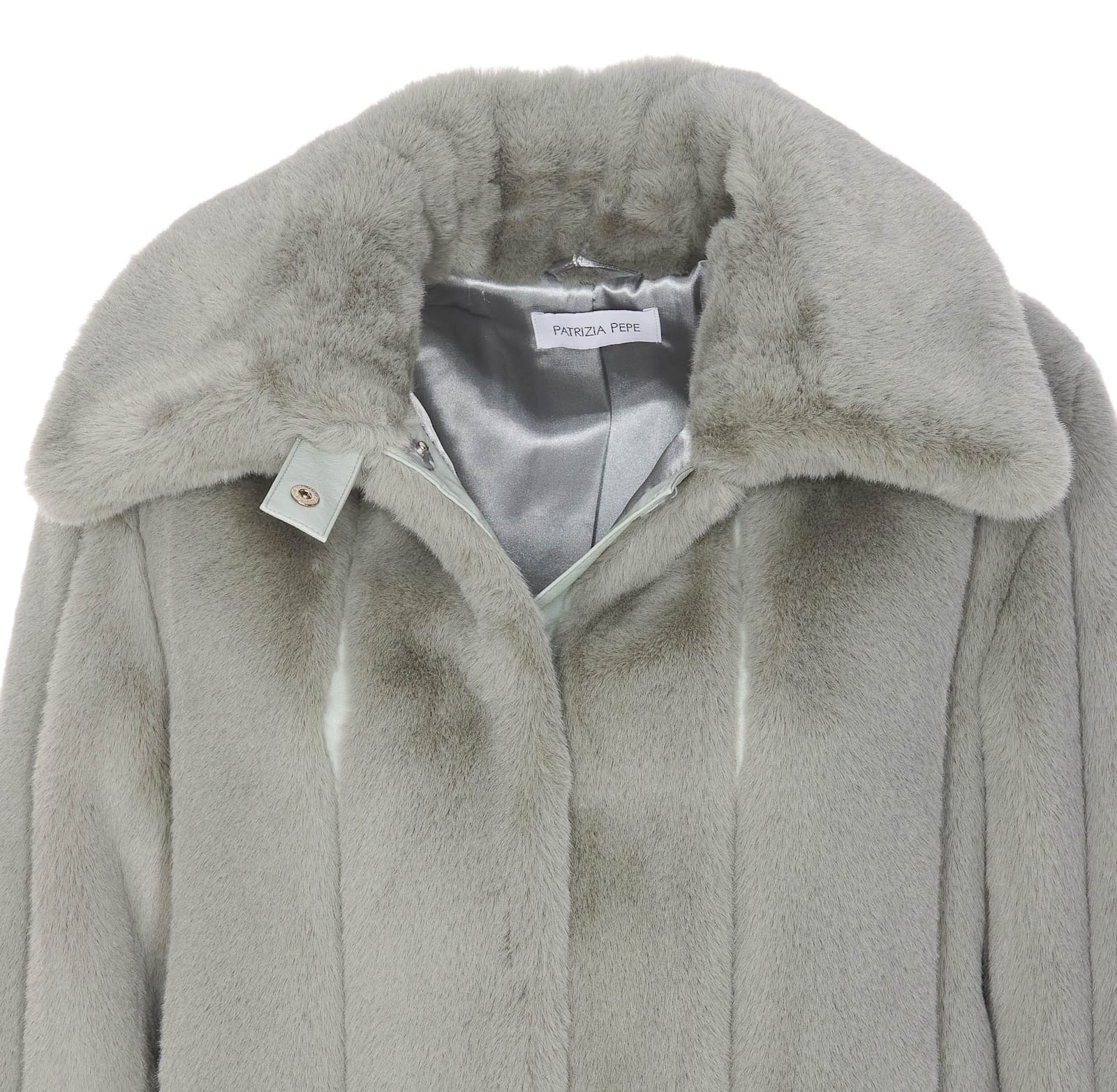 Shop Patrizia Pepe Fake Fur Jacket In Grey