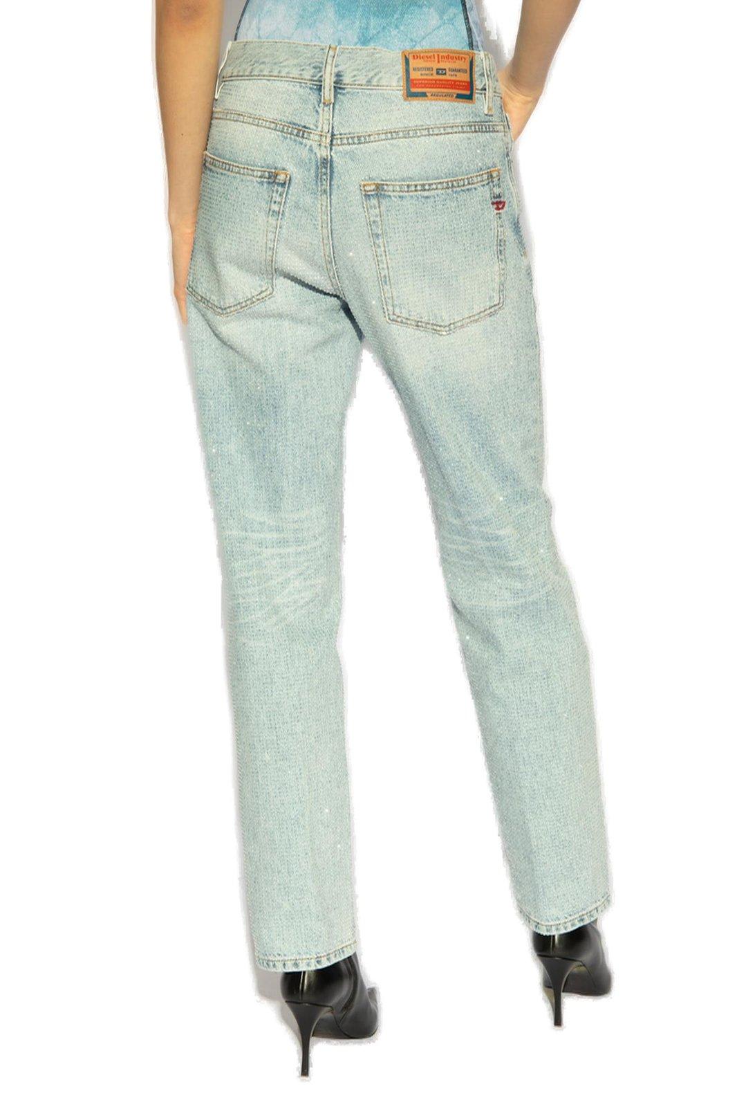 Shop Diesel D-ark Logo-patch Straight-leg Jeans