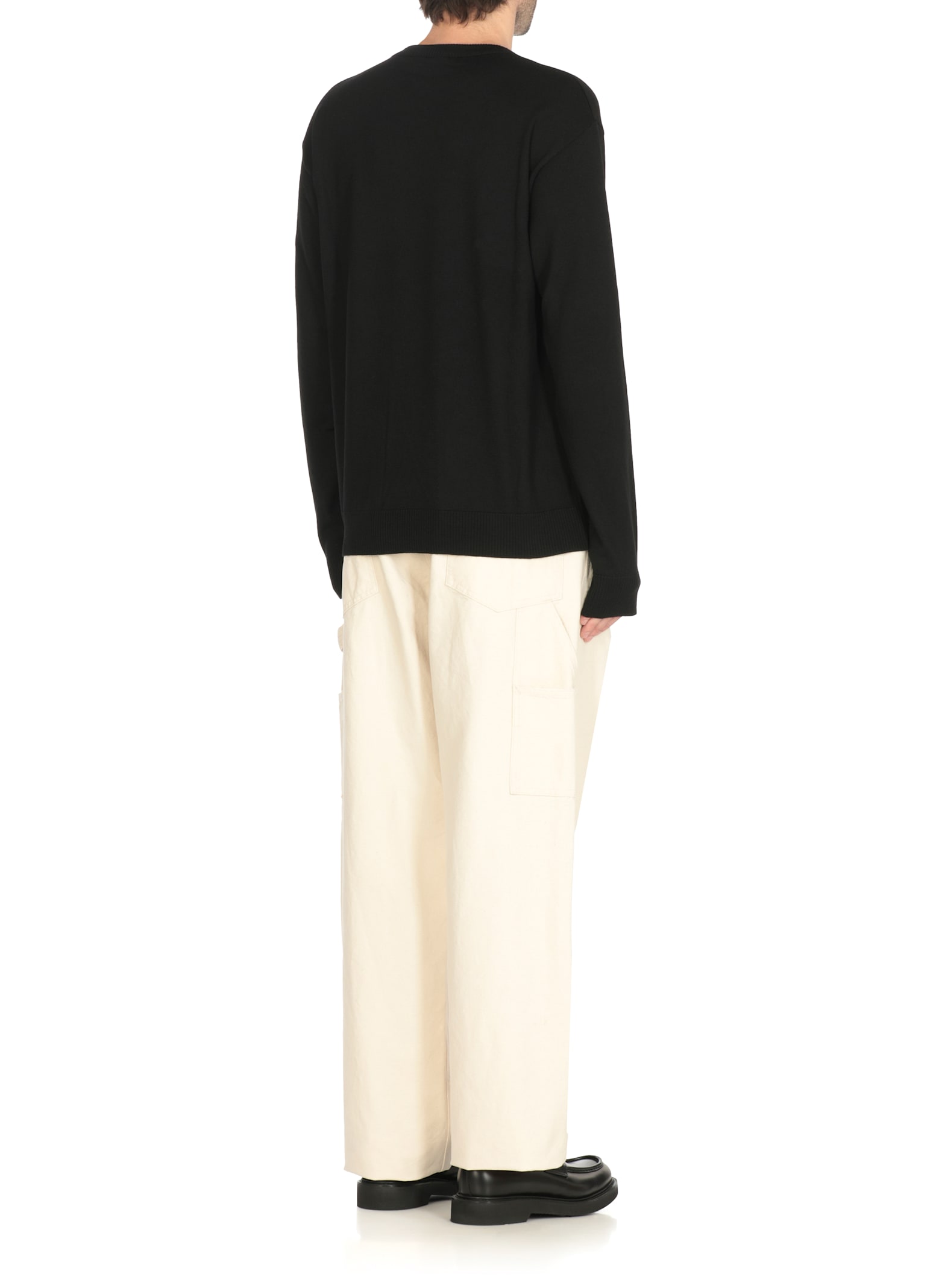 Moschino Bear Embroidered Crewneck Sweater In Black