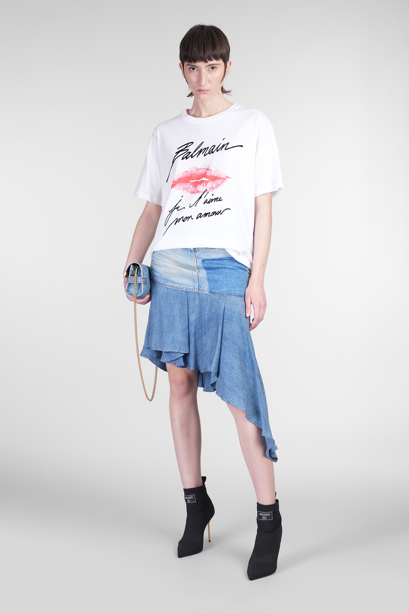 Balmain Skirt In Blue Cotton In Blue