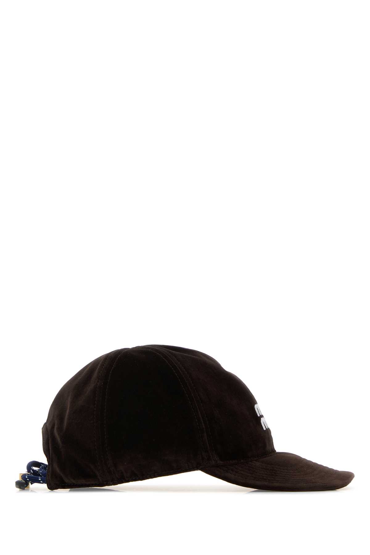 Miu Miu Soft Velvet Baseball Cap With Curved Brim In Black