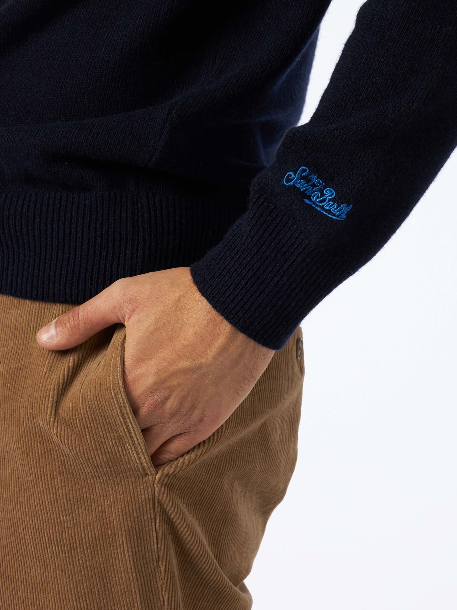 Mc2 Saint Barth Gin Tonic Wool And Cashmere Blend Jumper In Blue