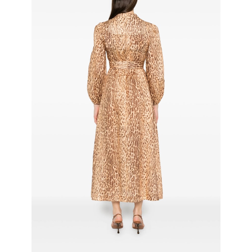 Zimmermann Cascadian Plunge Midi Dress In Brown