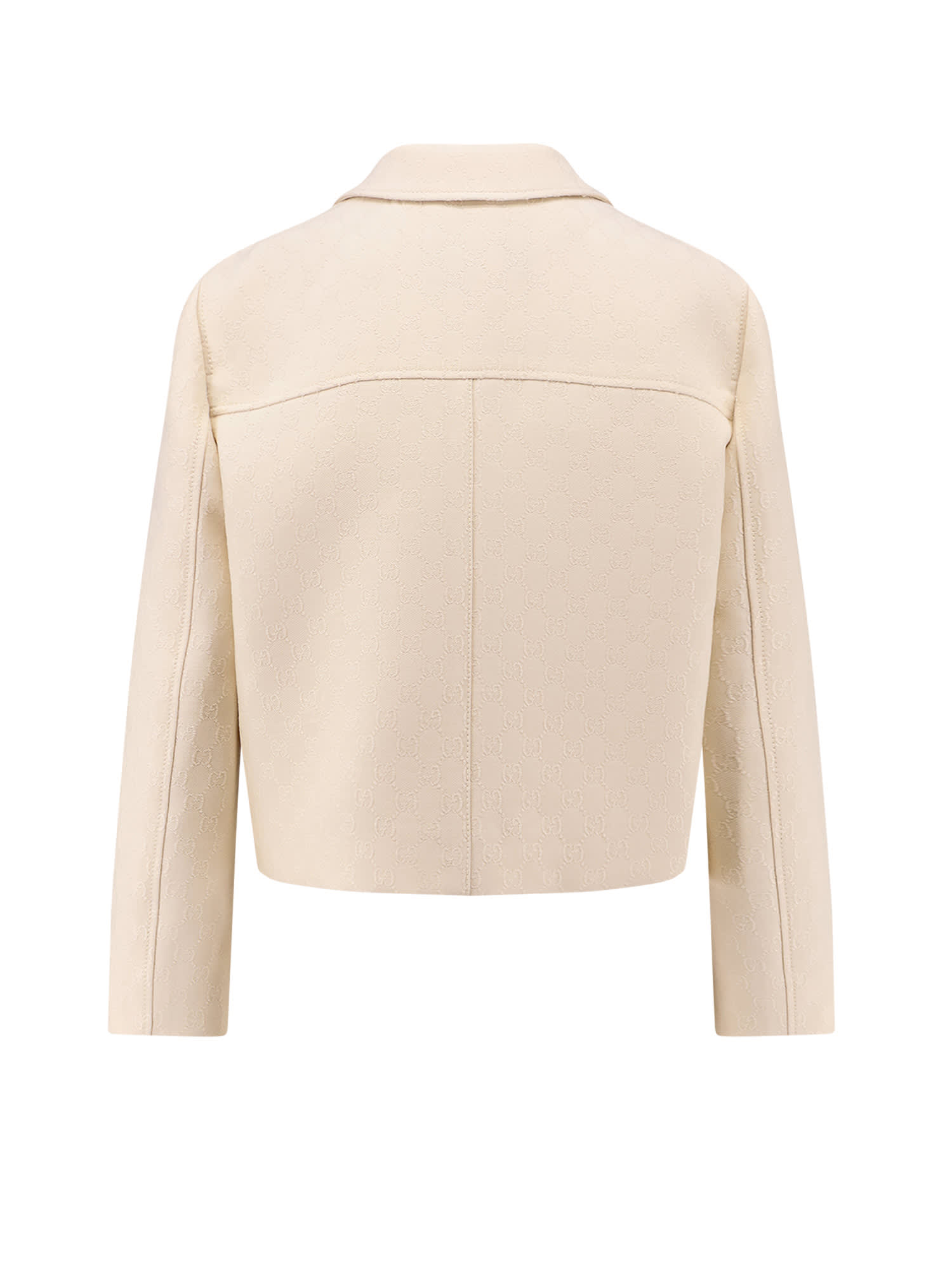 Gucci Wool And Silk Blazer With All-over Gg Motif