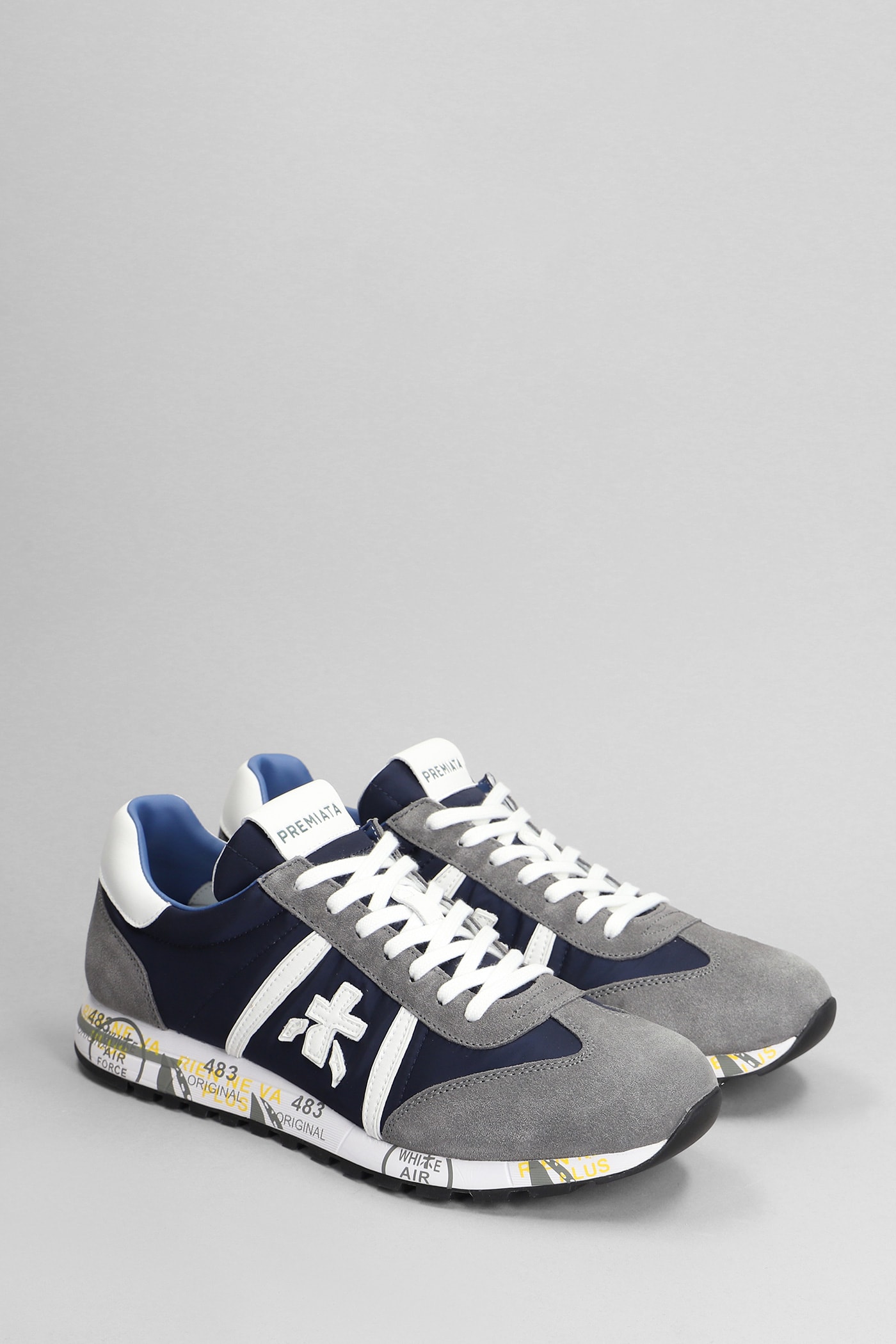 Shop Premiata Lucy Sneakers In Grey Suede And Fabric