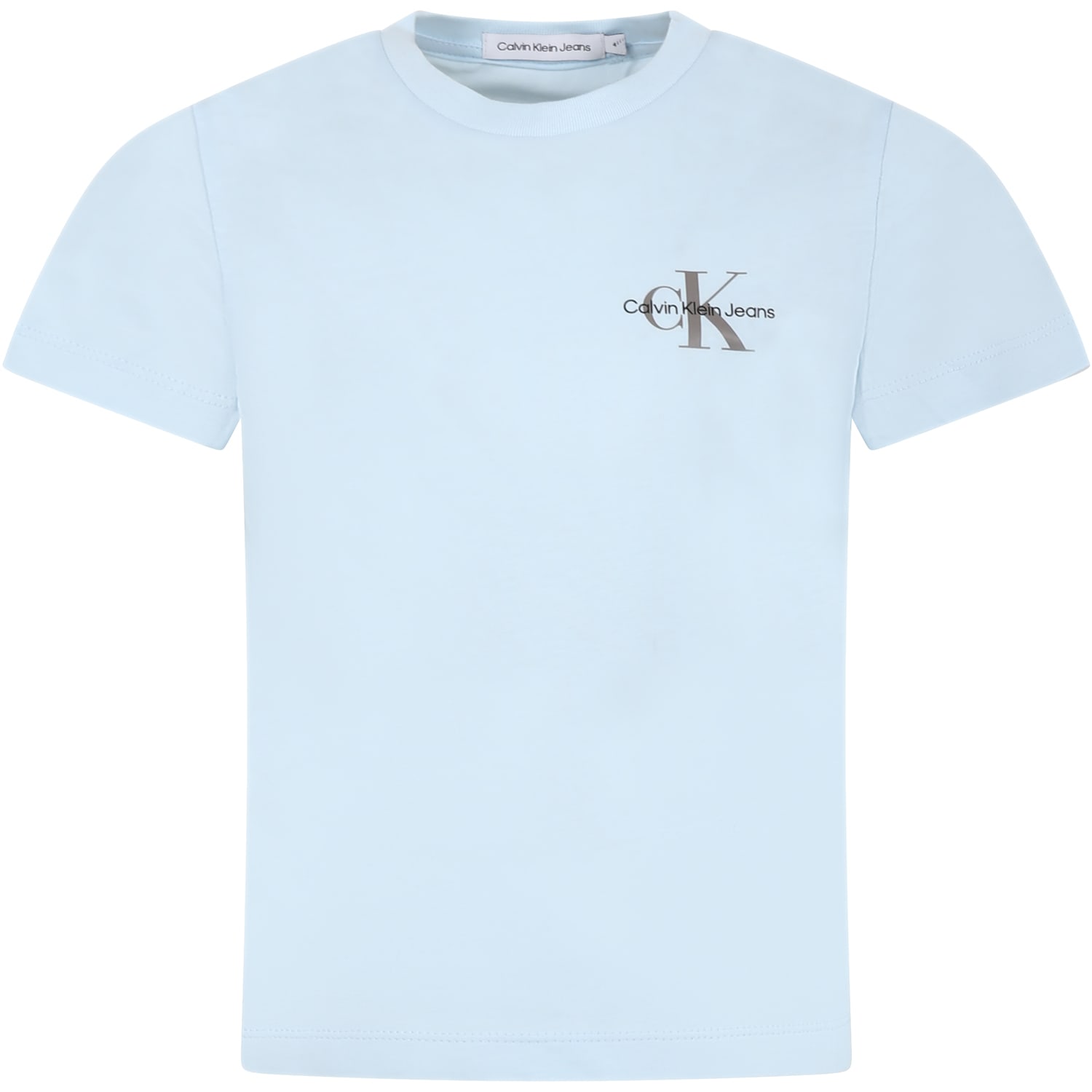 Calvin Klein Kids' Light Blue T-shirt For Boy With Logo