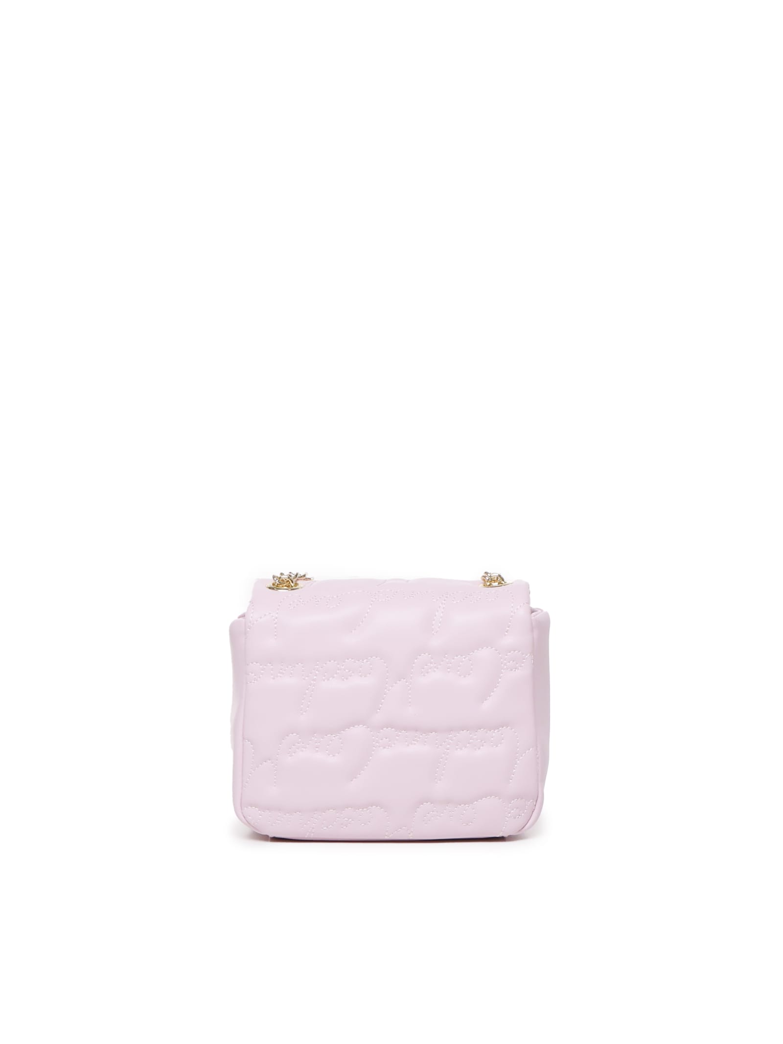 Shop Love Moschino Faux Leather Shoulder Bag With Engraved Logo In Pink