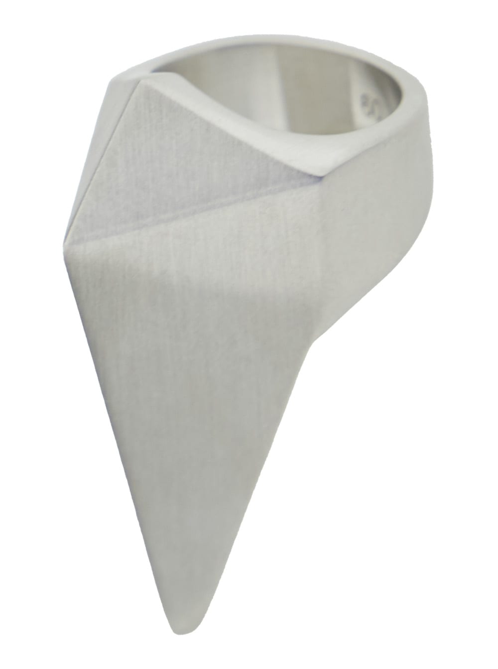 Rick Owens Metallic Ring With Pyramid Shaped Crystal In Brass And Hematite Man In Palladio