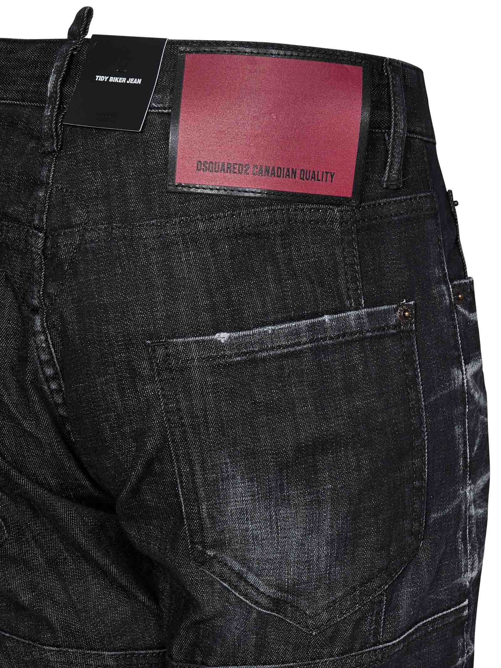 Dsquared2 Easy Black Wash Tidy Biker Black Stretch Cotton Denim Jeans In Black