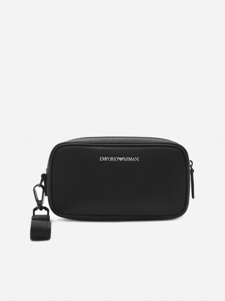 Emporio Armani Beauty Case In Recycled Saffiano Leather