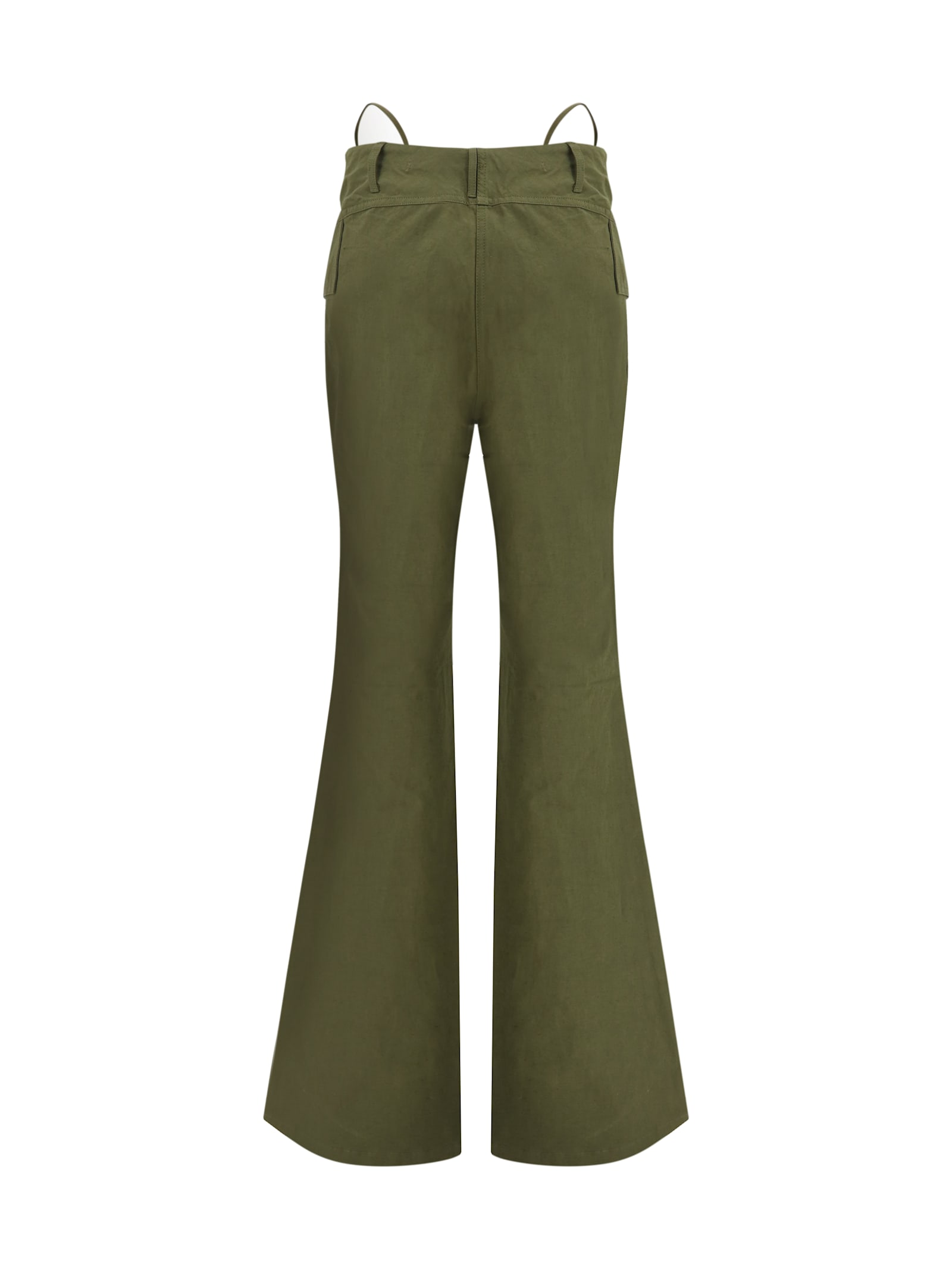 R13 Green Cotton Flared Pants In Olive