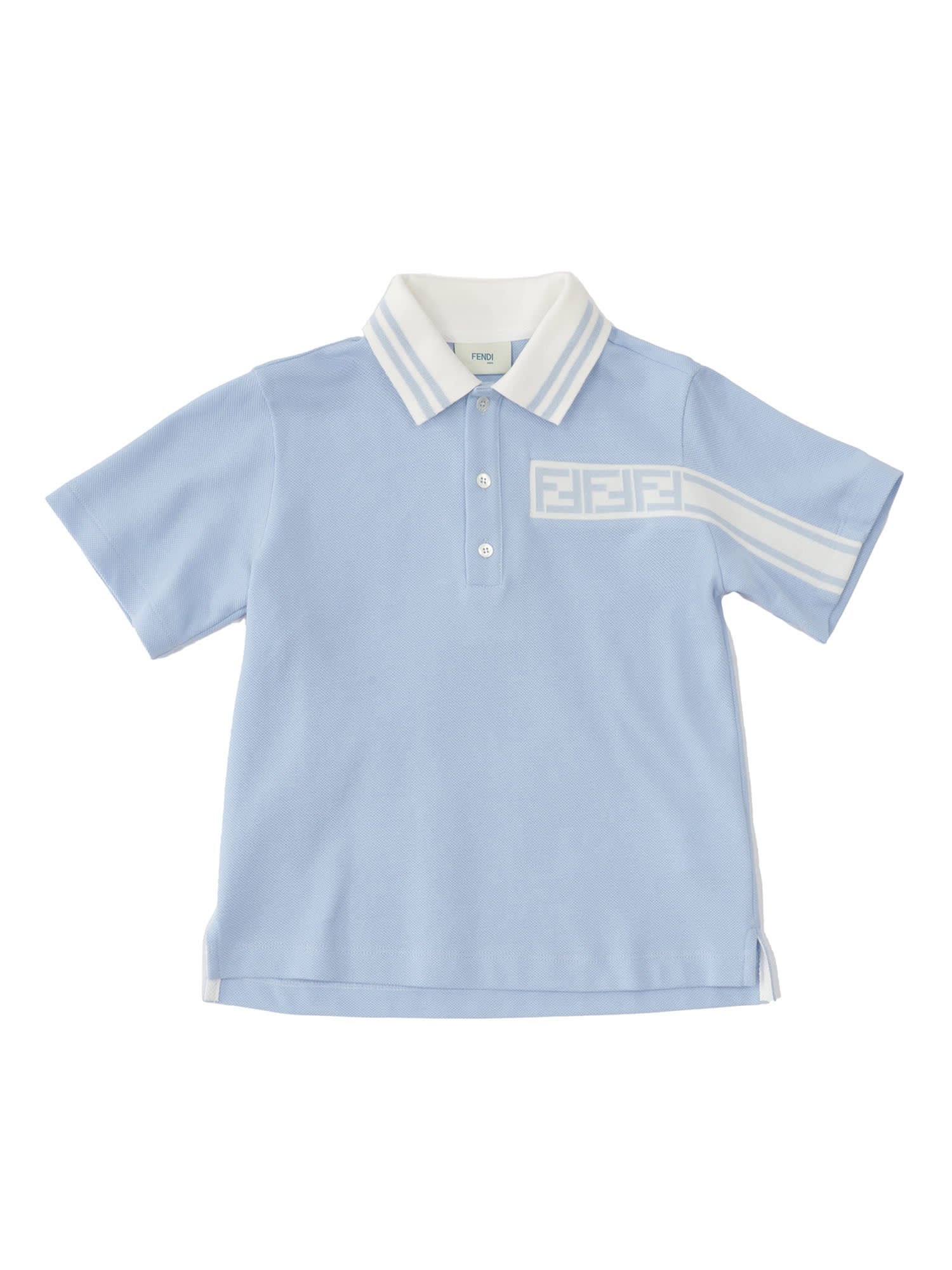 Shop Fendi Logo Polo Shirt In Light Blue
